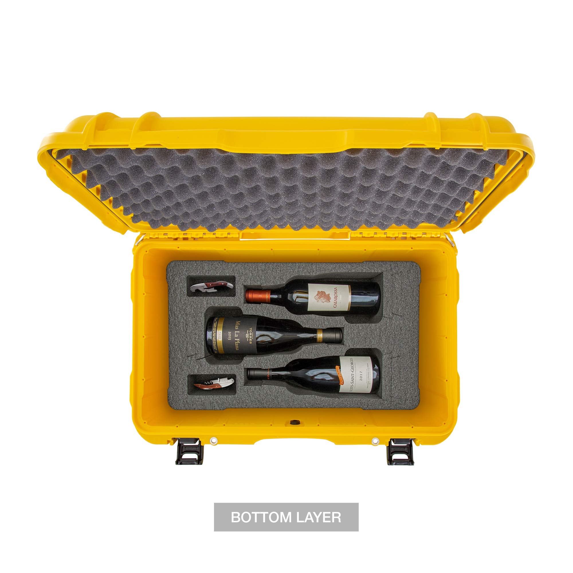 Protective Travel Case Nanuk 938 for 6 Bottles of Wine w/Wheels and Extendable Handle, TSA Approved - Yellow,938-6BTLS4