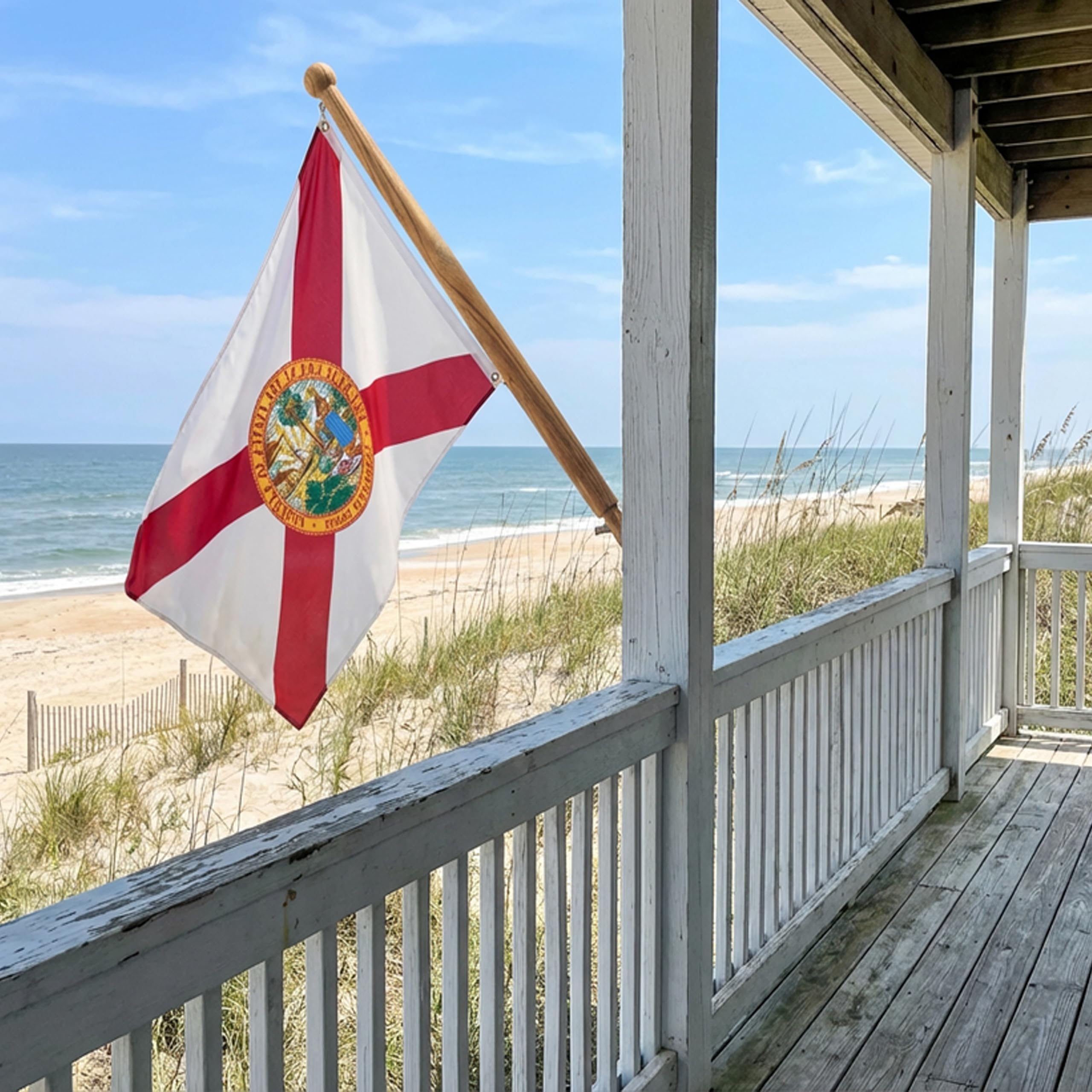 Teak Whitecap Boat Flag Pole, 48-Inch