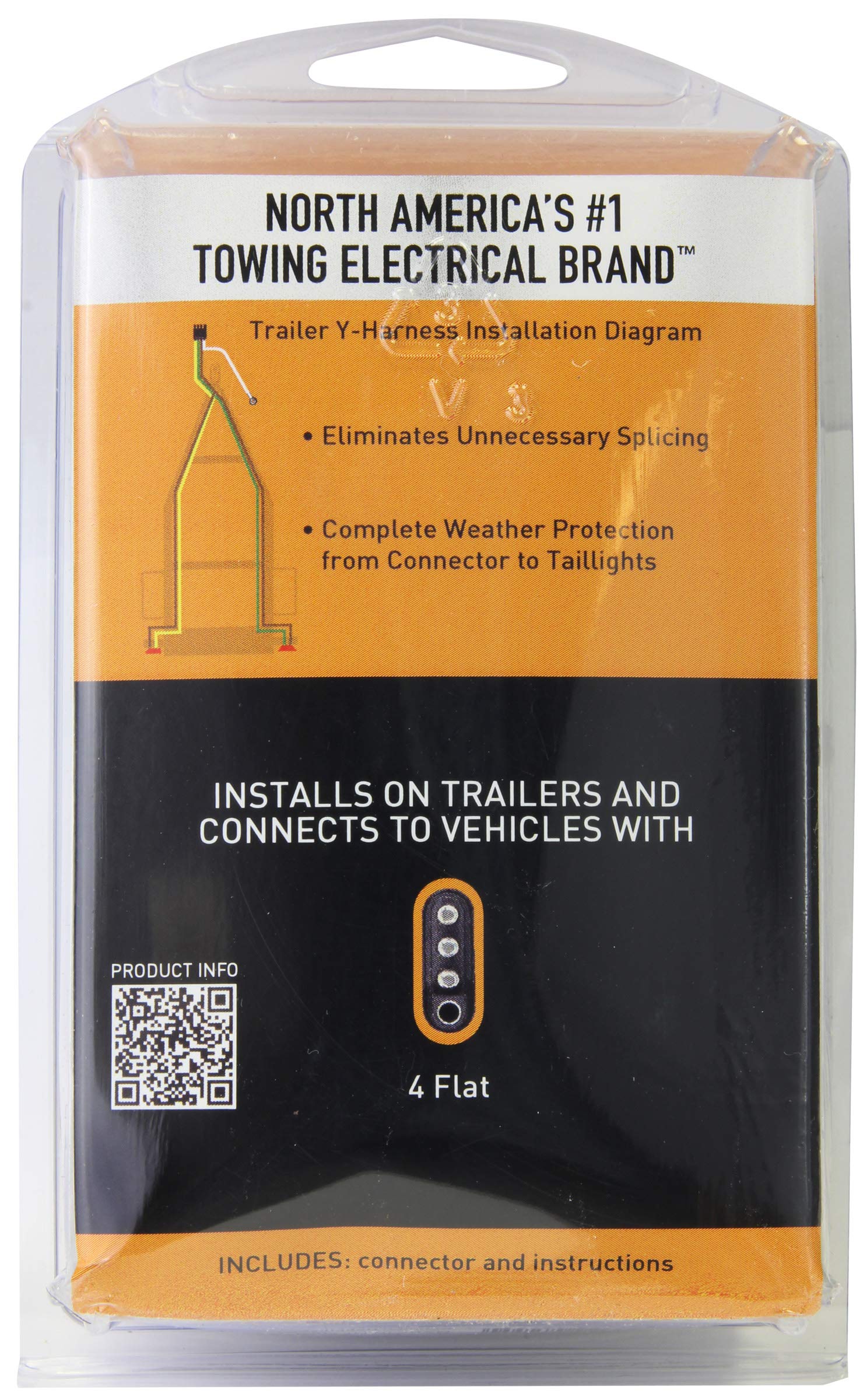 25' Hopkins Towing Solutions 48255 4 Wire Flat Trailer Side Y-Harness Connector