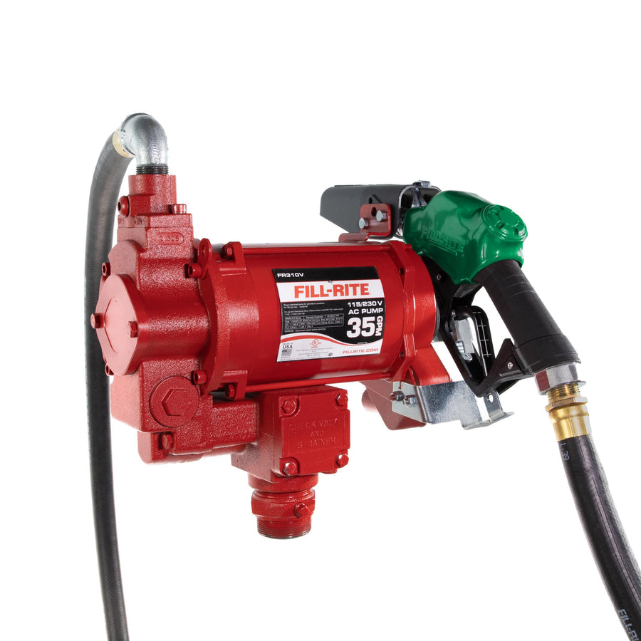 Fill-Rite 35 GPM FR310VB Fuel Transfer Pump w/Discharge Hose & Automatic Nozzle 115V/230V (Green)