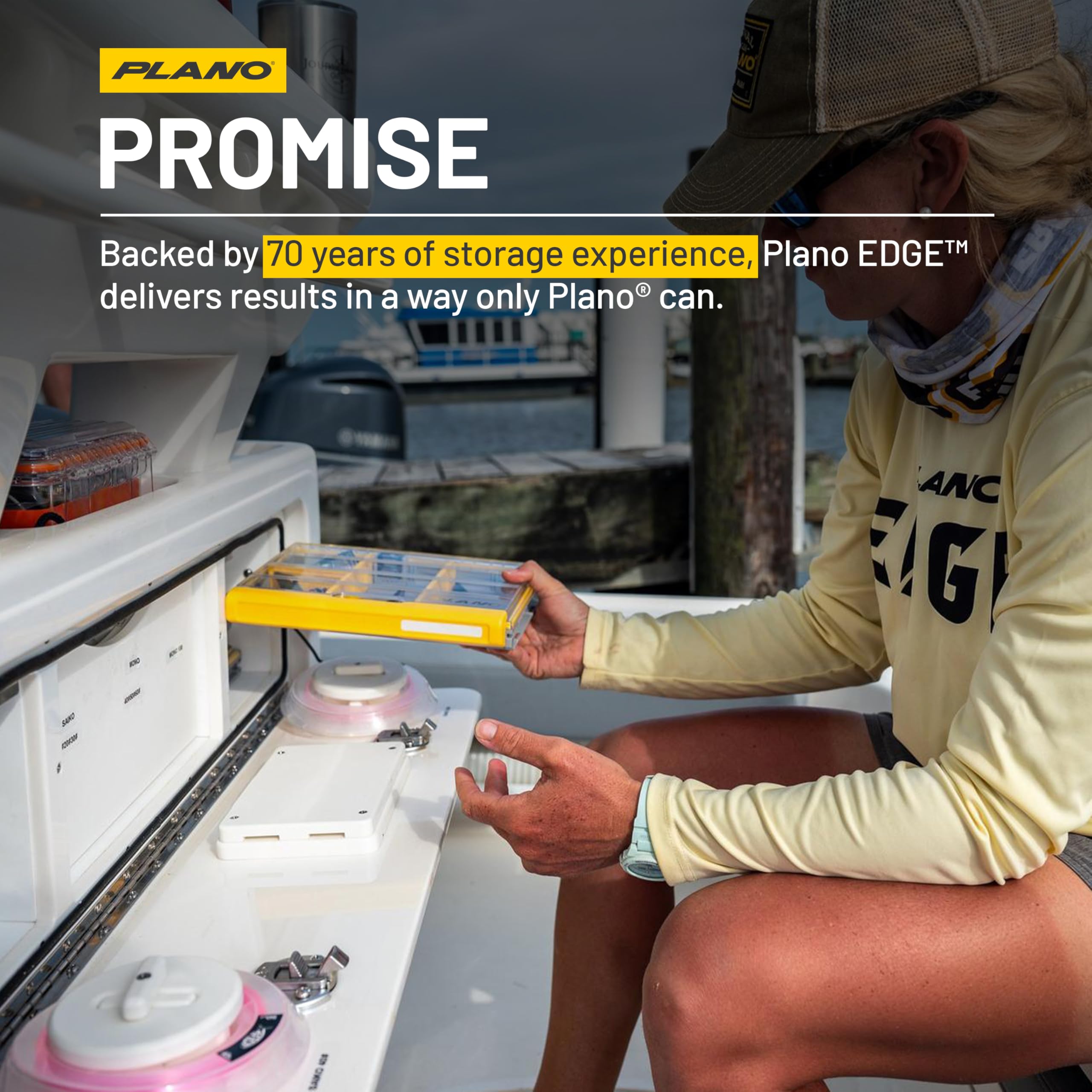 Flex Plano EDGE 3600 Tackle Storage, Includes 38 Flex Dividers, Gray and Yellow, Customizable Waterproof Tackle Box Organization, Rustrictor Rust-Resistant Technology