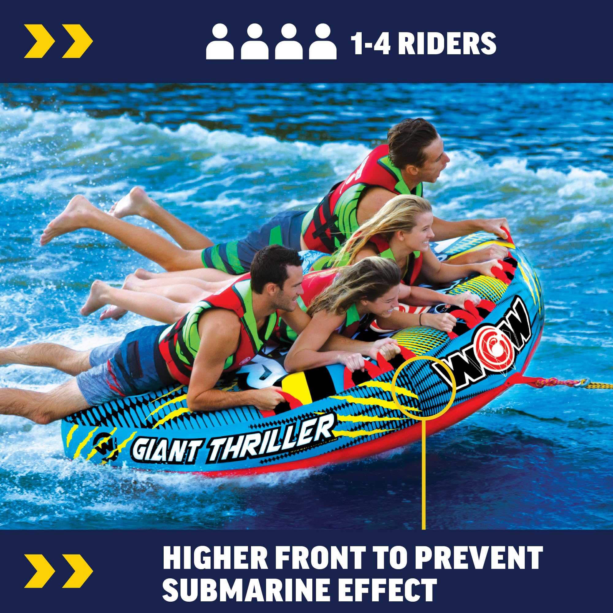 Thriller WOW Sports Towable Deck Tube for Boating Adults, Inflatable Tubing Boat for Water Sports