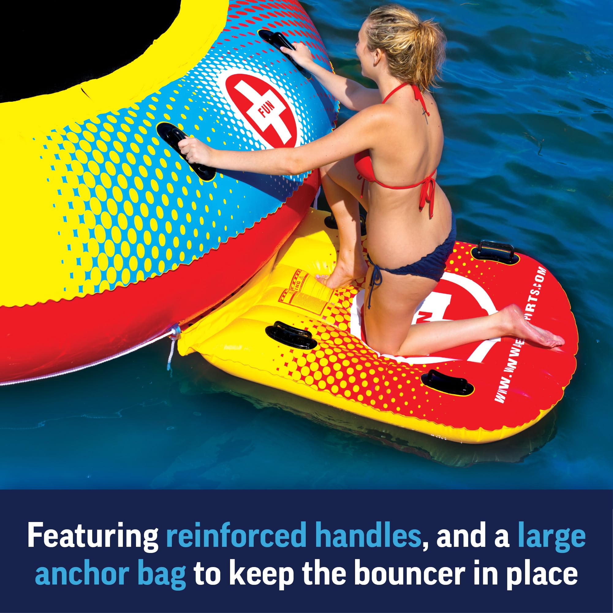 WOW Sports WOW Bouncer, World of Watersports, 15-2030, Inflatable Floating Trampoline, Boarding Platform, 10 Foot Diameter, 1 to 2 Person