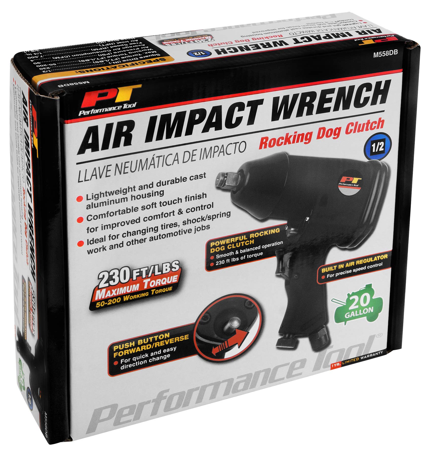 M558DB Performance Tool 1/2-Inch Drive Impact Wrench 230ft/lbs of Torque