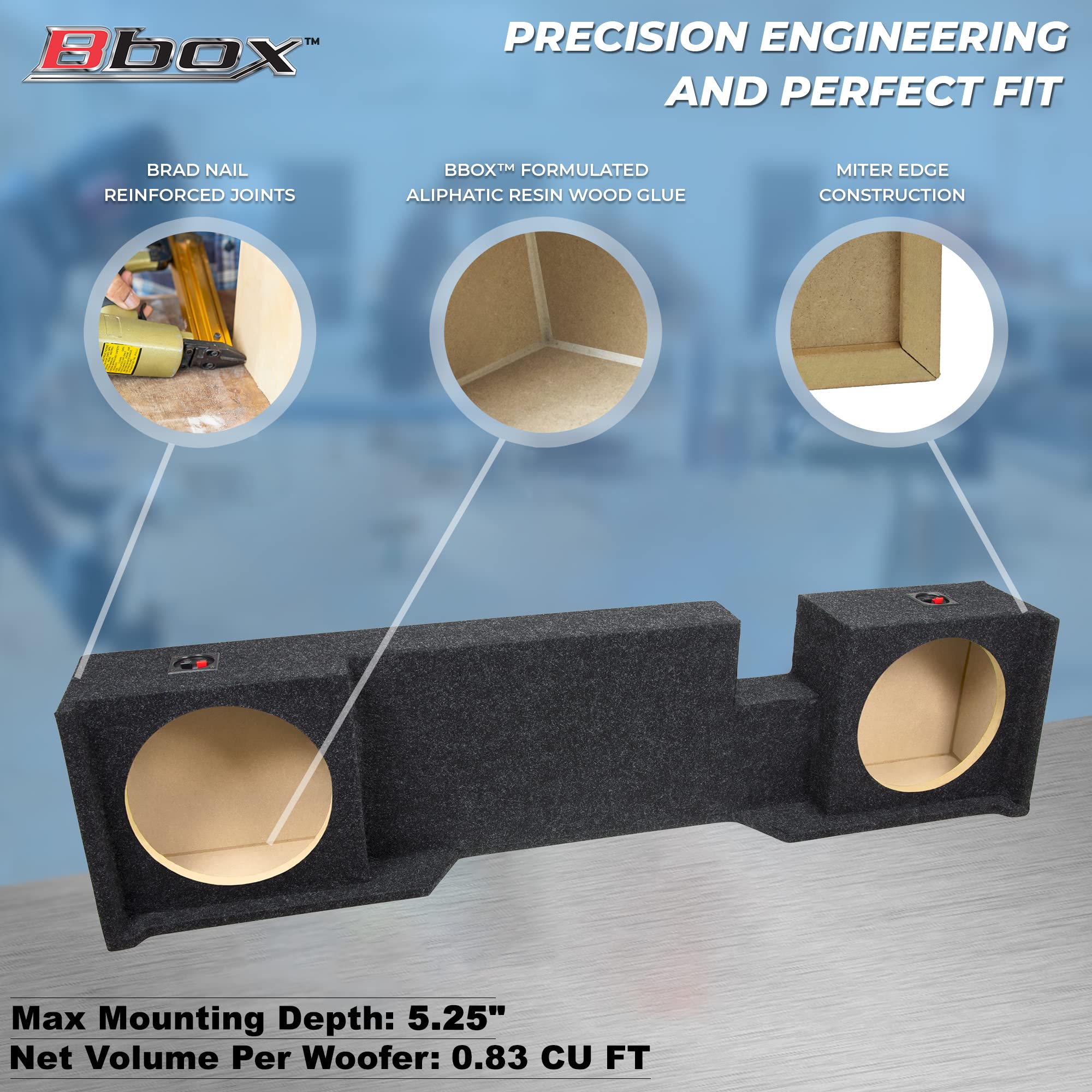 Dual Sealed Bbox 10 Inch Subwoofer Enclosure - Accu-Tuned Sealed Subwoofer Boxes & Enclosures - Subwoofer Box Improves Audio Quality, Sound & Bass - Fits 2004 - 2008 Ford F150 Super Crew / Super Cab