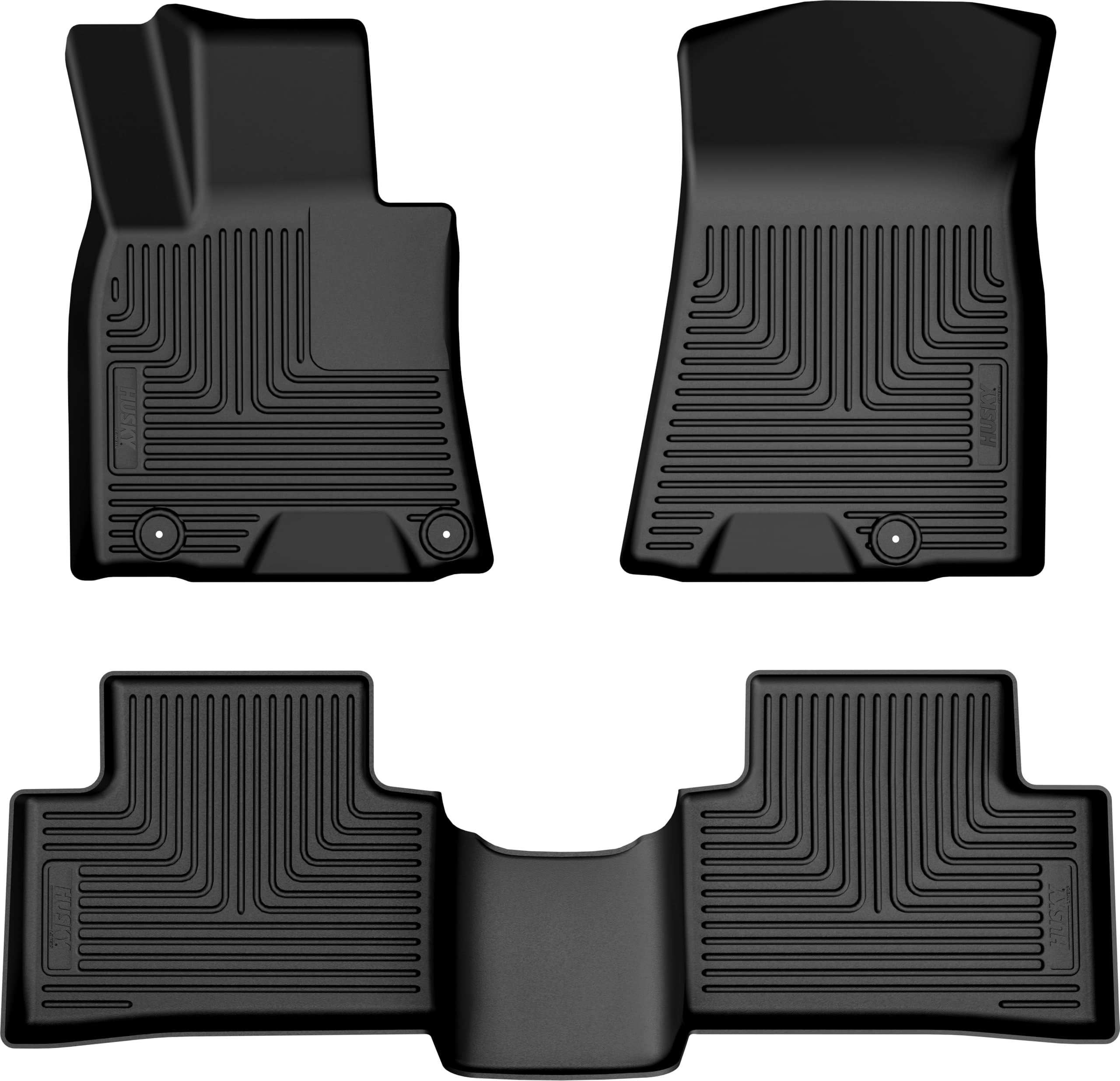 Weatherbeater Husky Liners Floor Mats | Fits 2022-2025 Genesis GV70 | Front & 2nd Row, 3-pc Black - 96911