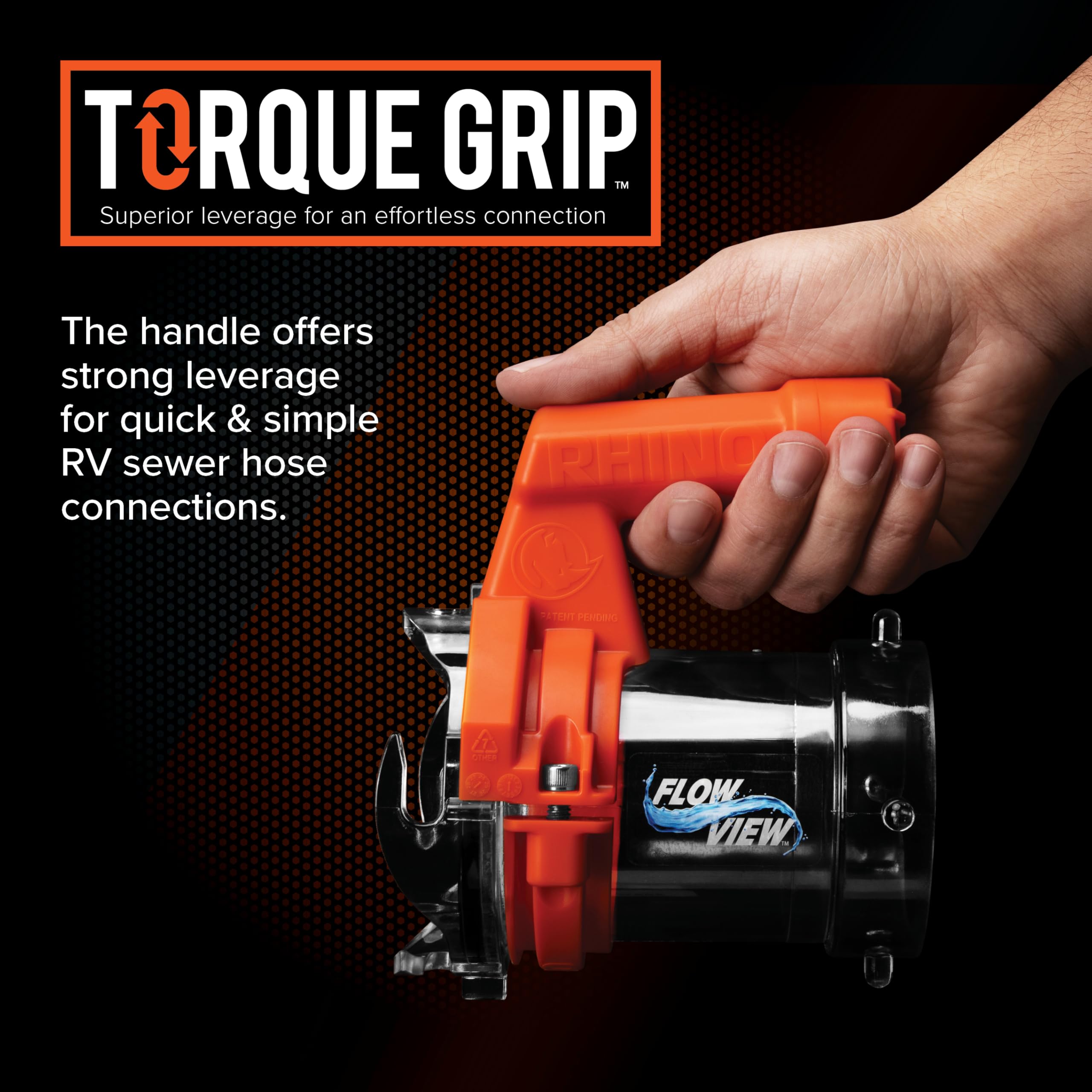 Rhino RV Sewer Hose Extender PRO Camco – 5″ Sewer Hose Extension — Torque-Grip Handle with Built-in LED Flashlight — The Easiest Way to Connect Your RV Sewer Hose (39570)