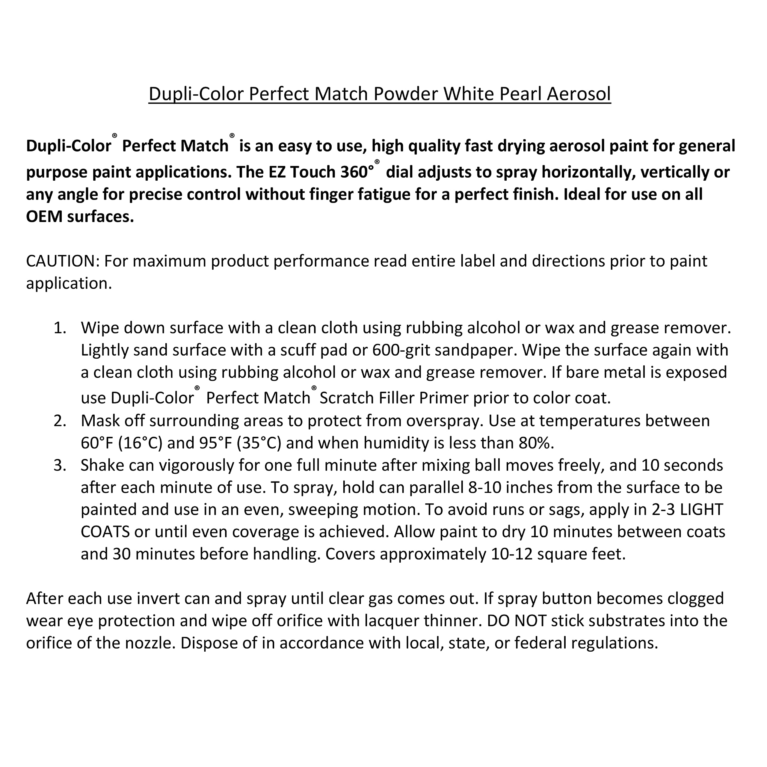 Hyundai Power White Pearl Dupli-Color EBHY18057 Perfect Match Automotive Spray Paint - 8 oz. Aerosol Can, W1