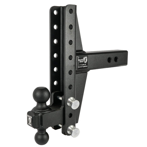 2.5" BulletProof Hitches Adjustable Extreme Duty Trailer Hitch (36,000 lb. Rating) - Offset 4" & 6" Drop/Rise with 2" and 2 5/16" Dual Ball - Powder Coat, Solid Steel, Corrosion-Resistant
