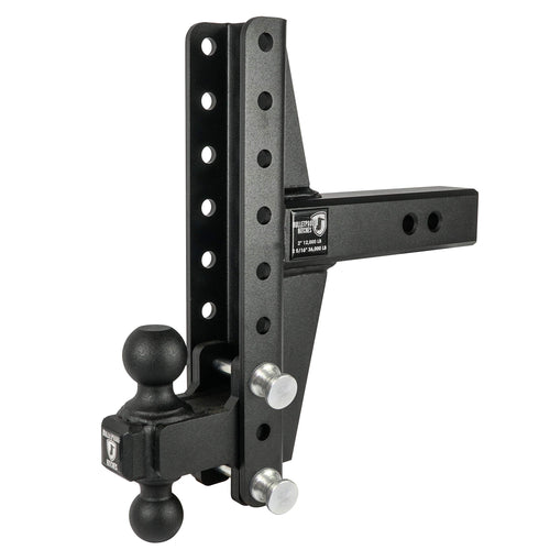 2.5" BulletProof Hitches Adjustable Extreme Duty Trailer Hitch (36,000 lb. Rating) - Offset 4" & 6" Drop/Rise with 2" and 2 5/16" Dual Ball - Powder Coat, Solid Steel, Corrosion-Resistant