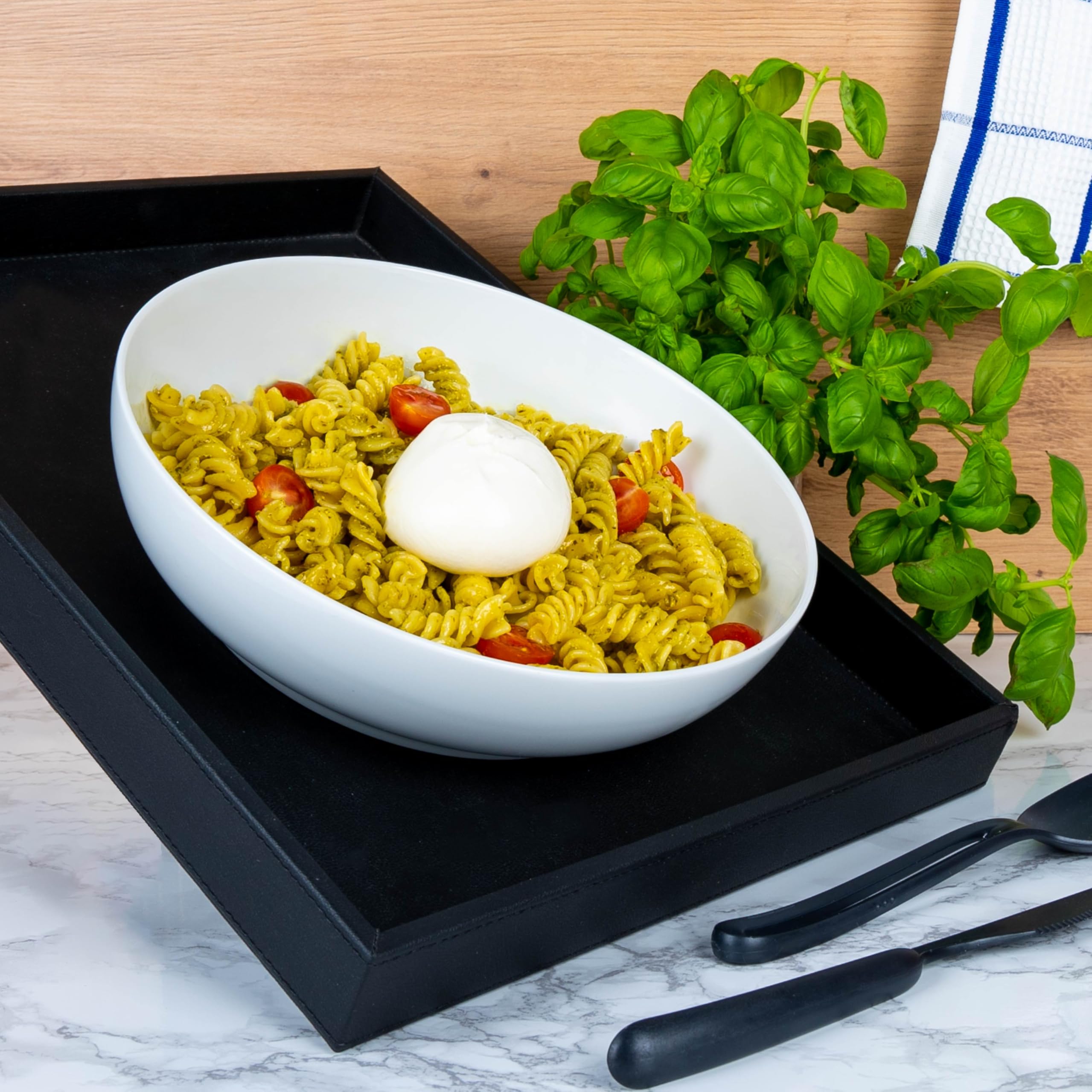 25 cm silwy® Porcelain Magnetic Food Bowl - Stackable & Non-Slip for Camping, Caravanning, and Boating - Ideal for Fruit, Salad, Pasta & More - Rattle-Free Design
