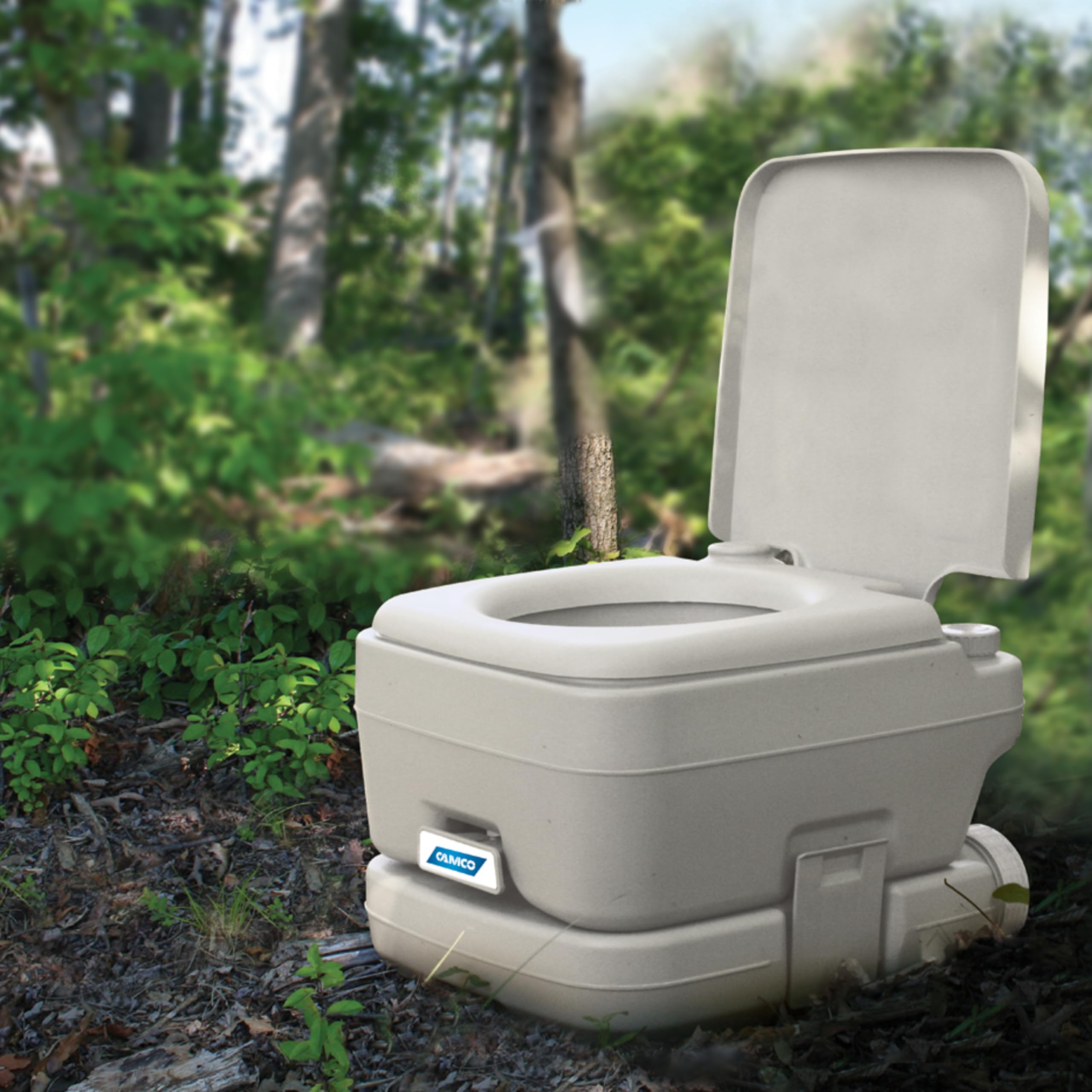 2.6-Gallon Camco Portable Toilet - Features Detachable Holding Tank w/Sealing Slide Valve & Bellow-Type Flush - Easy Transport w/Compact Lightweight Design & Carry Handle - Gray (41531)