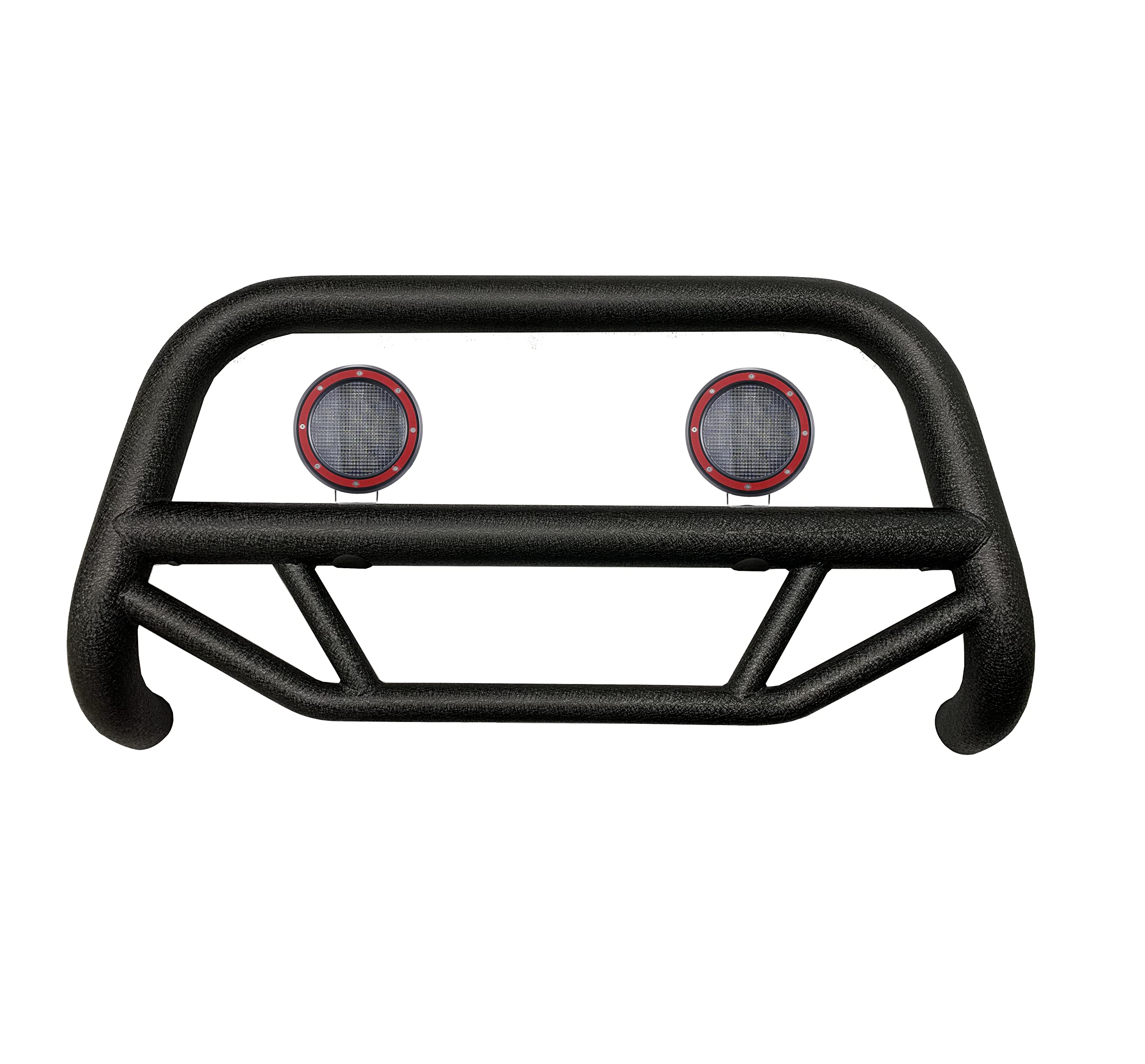 Max T Black Horse Bull Bar Kit Textured Black Compatible with 2007-2021 Toyota Tundra-MBT-MT0212-PLFR