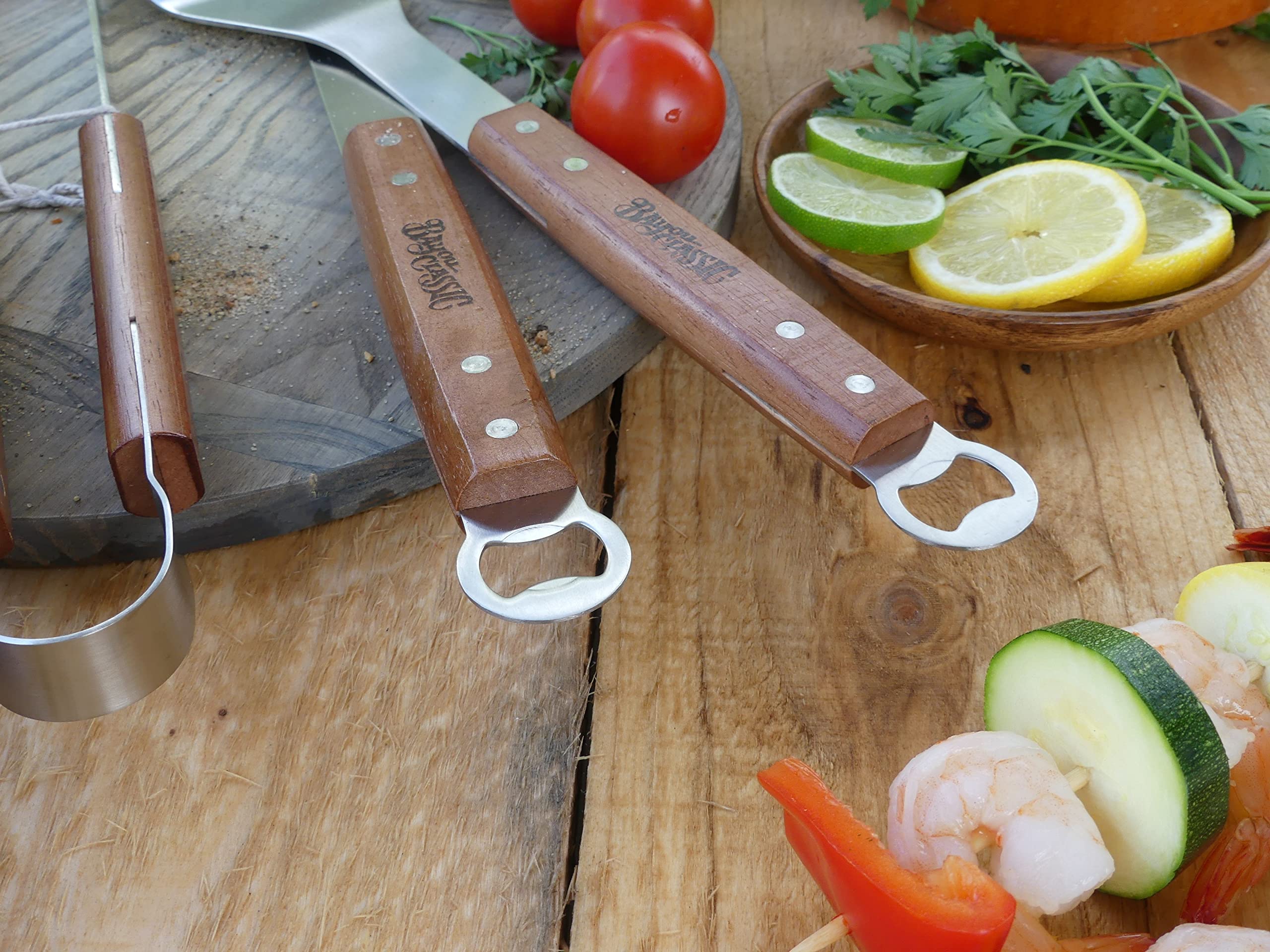 Bayou Classic Stainless Grill Tool 500-704 Features Stainless Steel End w/ Hardwood Handle Makes a Perfect Grilling Accessory For Cleaning or Lifting Grates or Spreading Charcoal