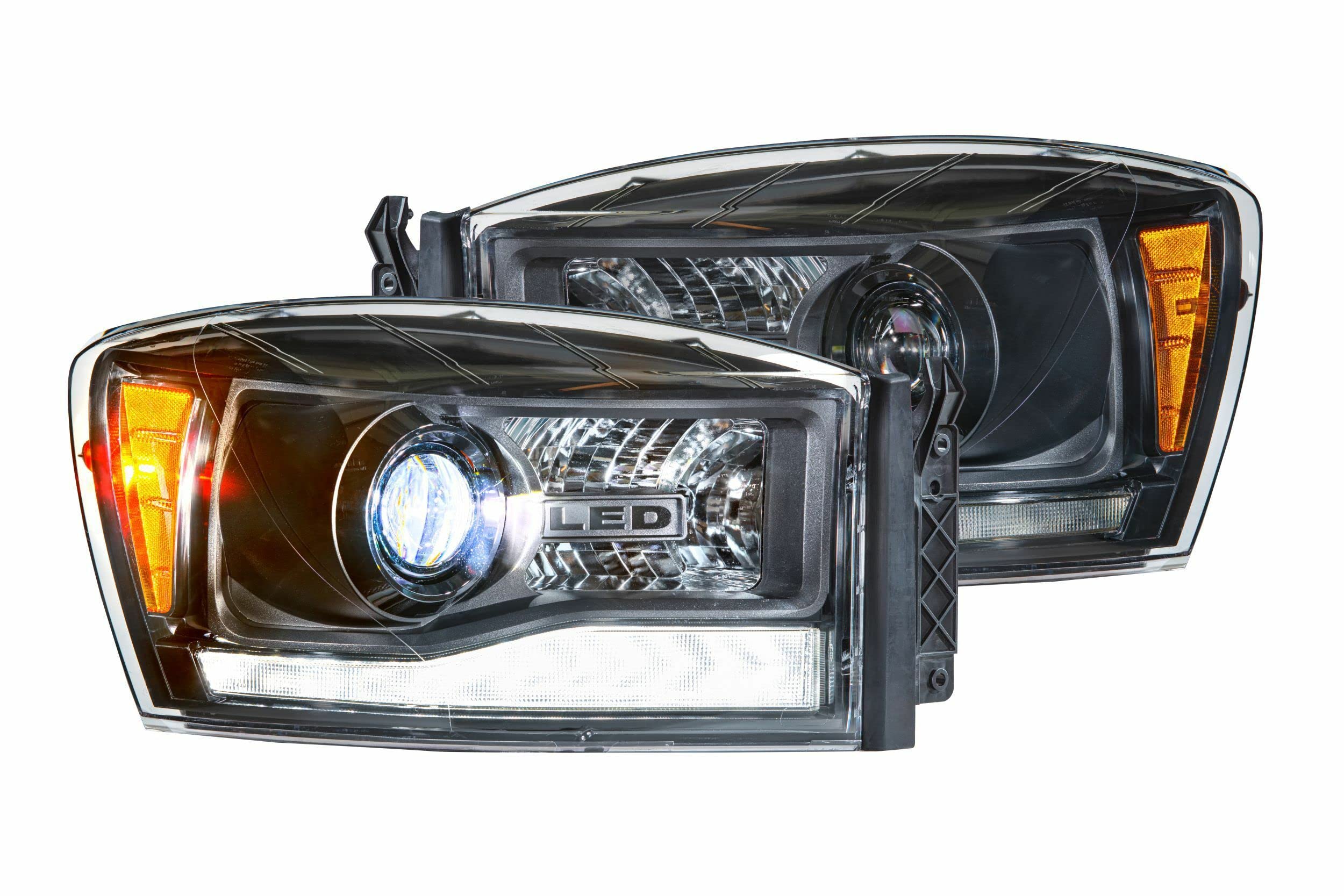 Dodge Ram XB Hybrid LED Headlights: (06-08) (Pair/ASM) Morimoto LF558