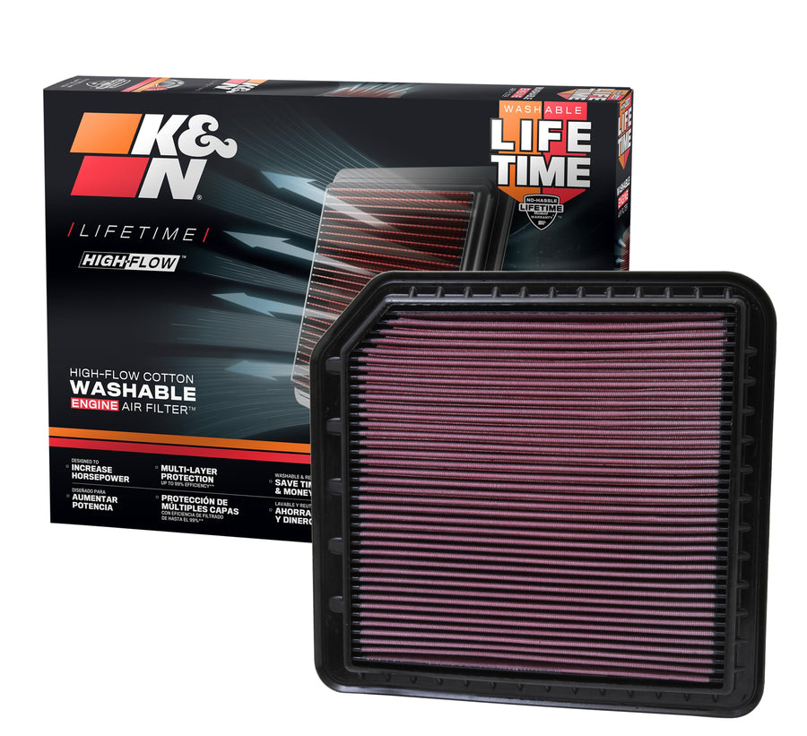 K&N Original High-Flow Lifetime Engine Air Filter: Increase Power: Premium, Washable: Compatible with 2010-2024 Infiniti/Nissan: QX56, QX80, Armada, Patrol, 33-2456