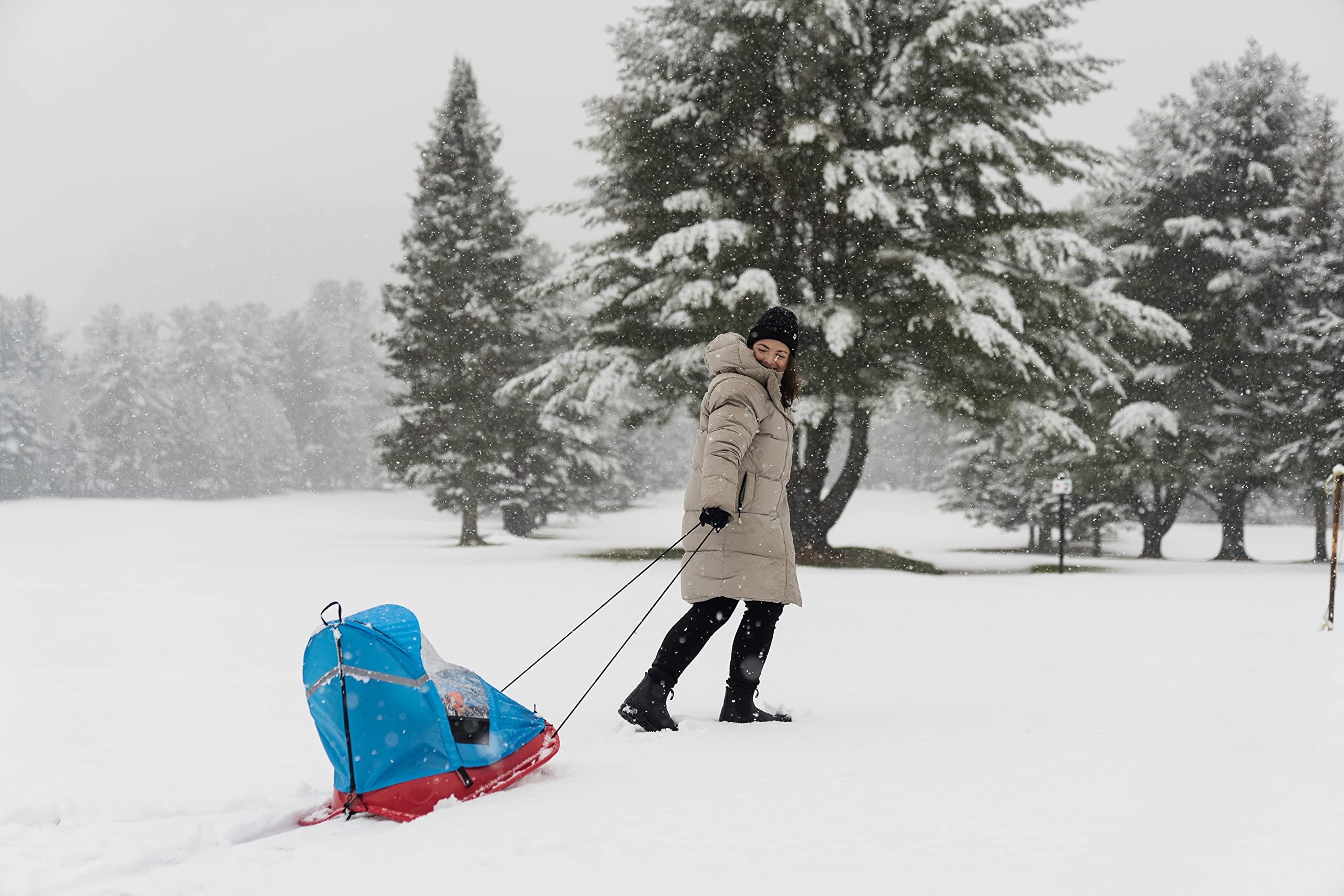 Baby Sled Pelican Deluxe with Weather Shield - Toddler Sled for Snow, Durable for Winter Sledding - Ages up to 24 Months