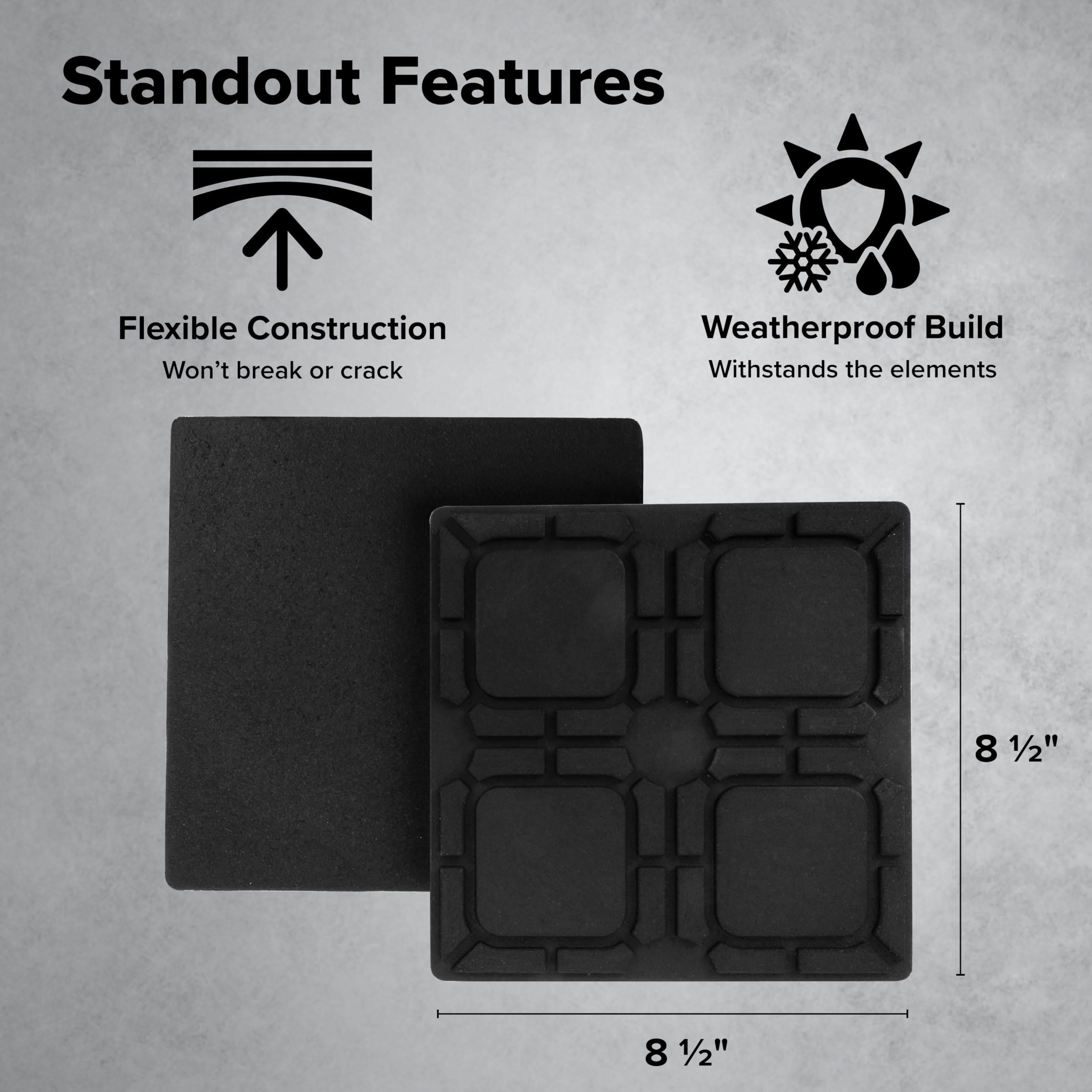 Camco RV Universal Flex Pads for Leveling Blocks - Prevents Sinking of RV Jacks & Stabilizers Into Soft Ground - RV Leveling Made Easy - Blocks Measure 8 1/2" x 8 1/2" (44600)