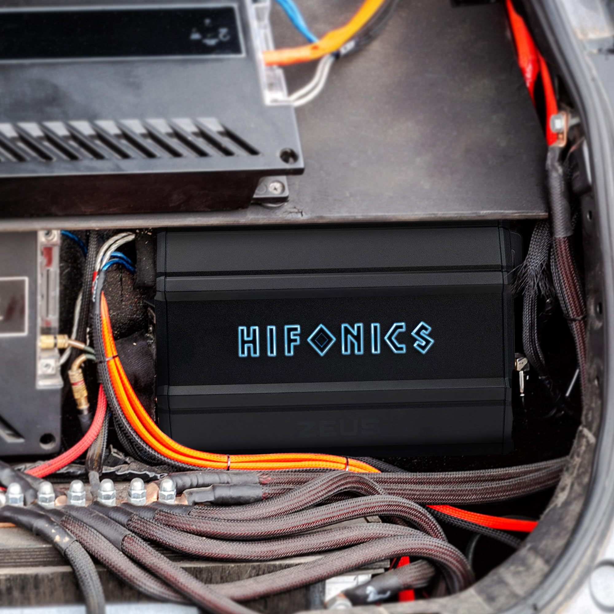 Hifonics Delta Zeus 1,350 Watt Compact 4 Channel Nickel Plated Mobile Car Audio Amplifier with Auto Turn On Feature, ZD-1350.4D, Black