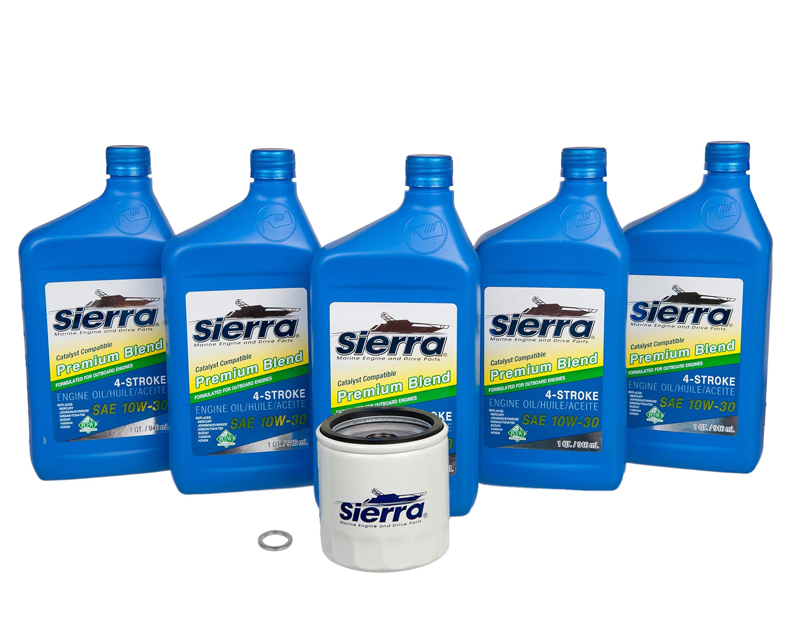 Yamaha Outboard 18-9392 Sierra International Oil Change Kit, Includes 5 Quarts 10W-30 Oil, Oil Filter, Crankcase Drain Gasket