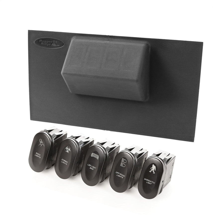 Switch Panel Rugged Ridge for Jeep Wrangler JK | Thermoplastic Olefin (TPO), Black | 17235.72 | Fits 2007-2010 Jeep Wrangler JK
