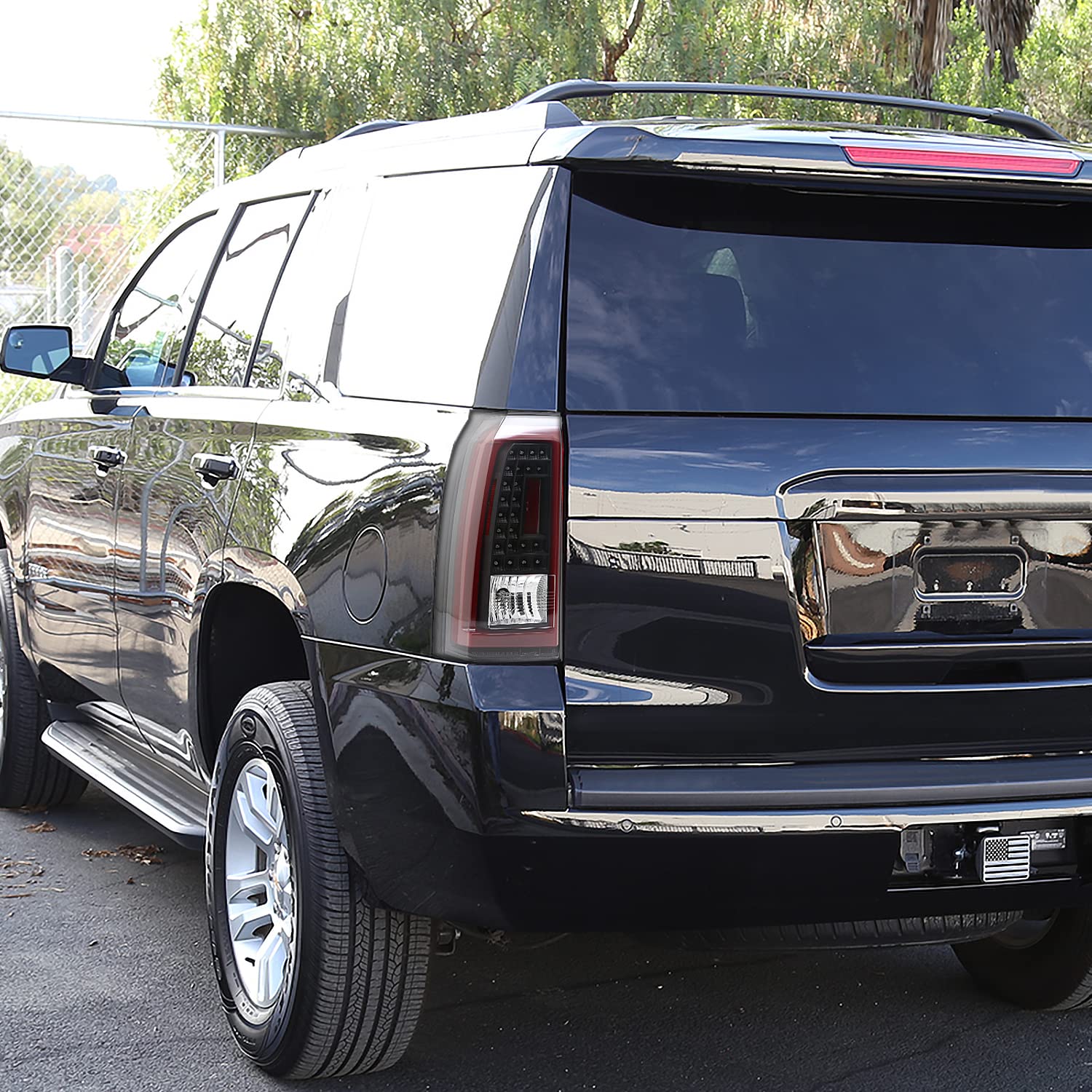 Black LED Tail Lights SPEC-D TUNING w/Red LED Light Bars Compatible with 2015-2020 Chevy Tahoe/Suburban LS LT LTZ, 2017-2020 Chevy Tahoe/Suburban Premier, Left + Right Pair Assembly