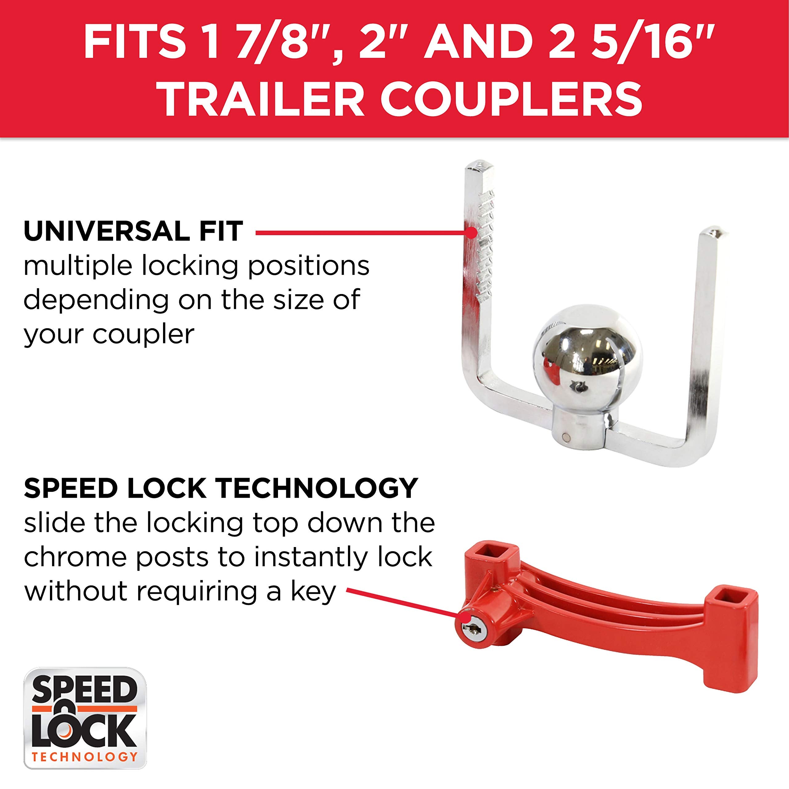 Coupler TOWSMART Anti-Theft Lock Kit, 1/2 in. and 5/8 in. Diameter Pin, Fits 1-1/4 in. and 2 in. receivers