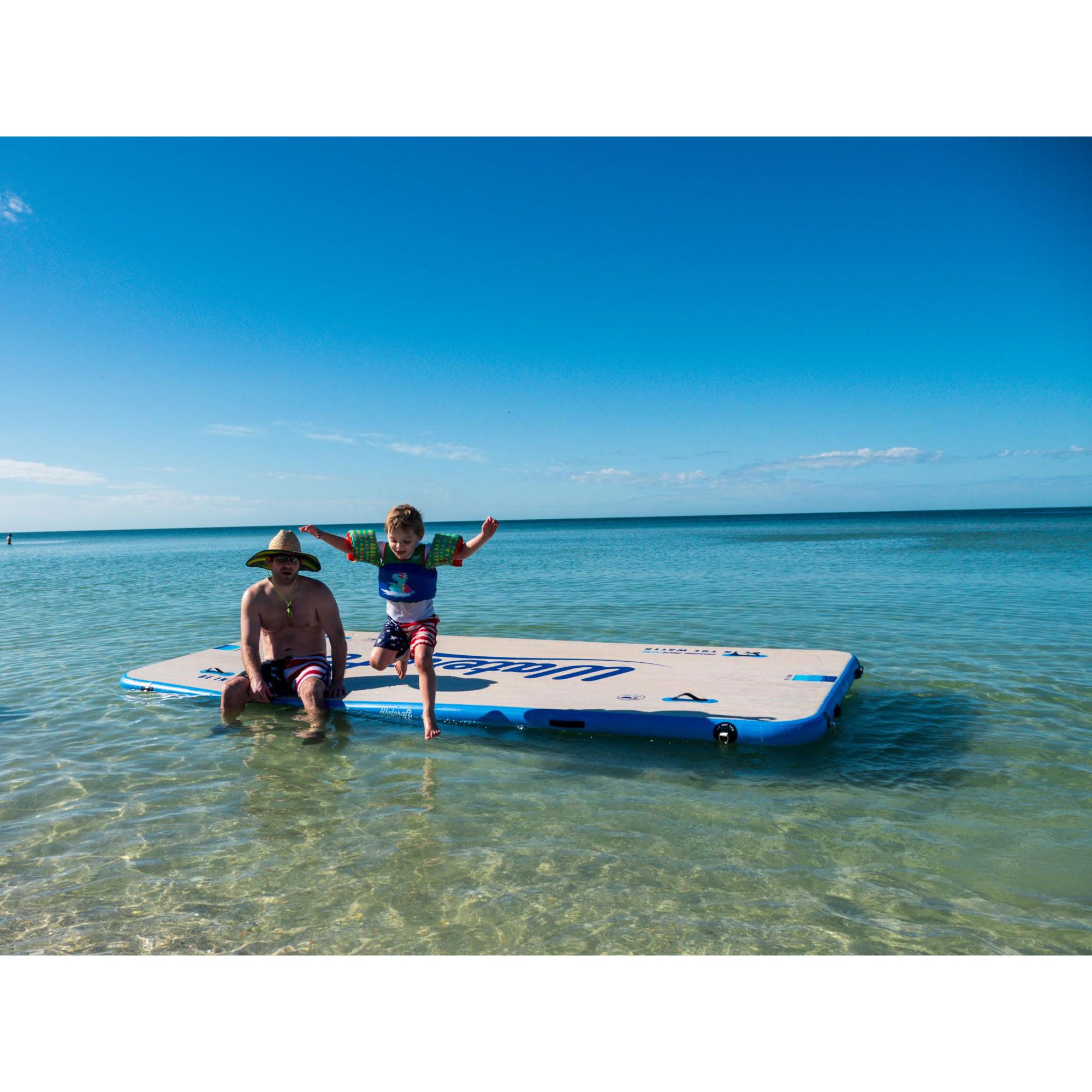 13 ft x 6 ft Wateraft Inflatable Floating Dock, Water Raft, Pad & Boat Docking Station for Lake, Pool, Beach & Ocean, w/ Handles & D-rings, Multicolor