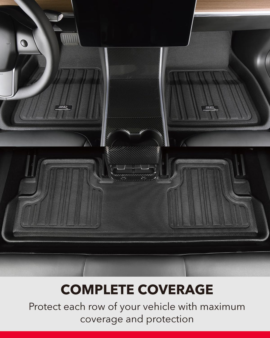 3D MAXpider Elitect Custom Fit Floor Mat (Black) Compatible with Rivian R1S 2022-2024 - Full Set