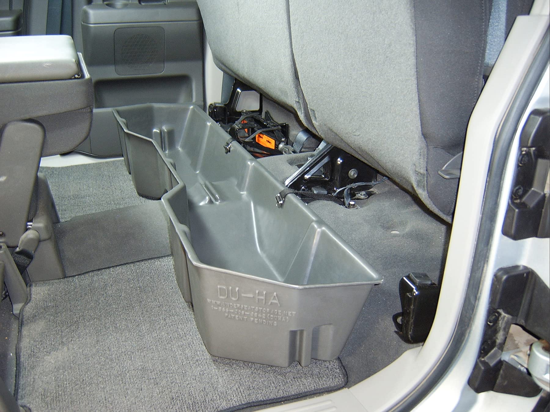 Du Ha Under Seat Storage | Black Heavy-Duty Back Seat Multi Tool Organizer fits 2004-2024 Nissan Titan King Cab & Crew Cab, Includes 2-Piece Dividers | 40012