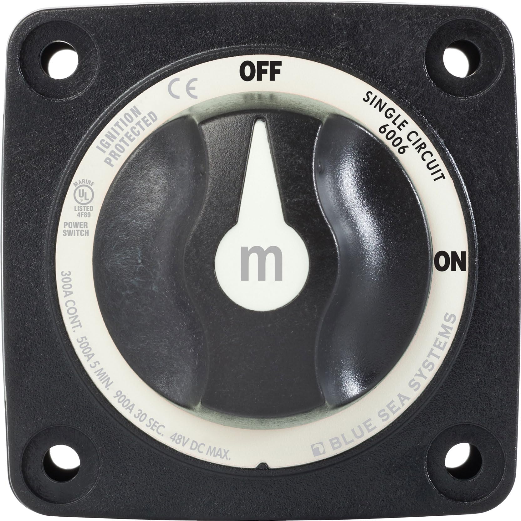 m-Series Blue Sea Systems Battery Switch ON/OFF with Knob, Black