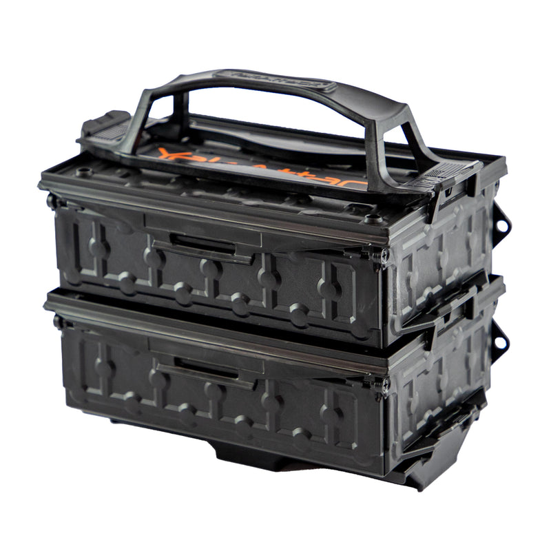 YakAttack TracPak Fully Loaded Combo Kit - Black | Includes 2 Stackable Storage Boxes | Quick Release Handle & Base | 3 Internal Trays | Track & Surface Mount Hardware | Made in USA