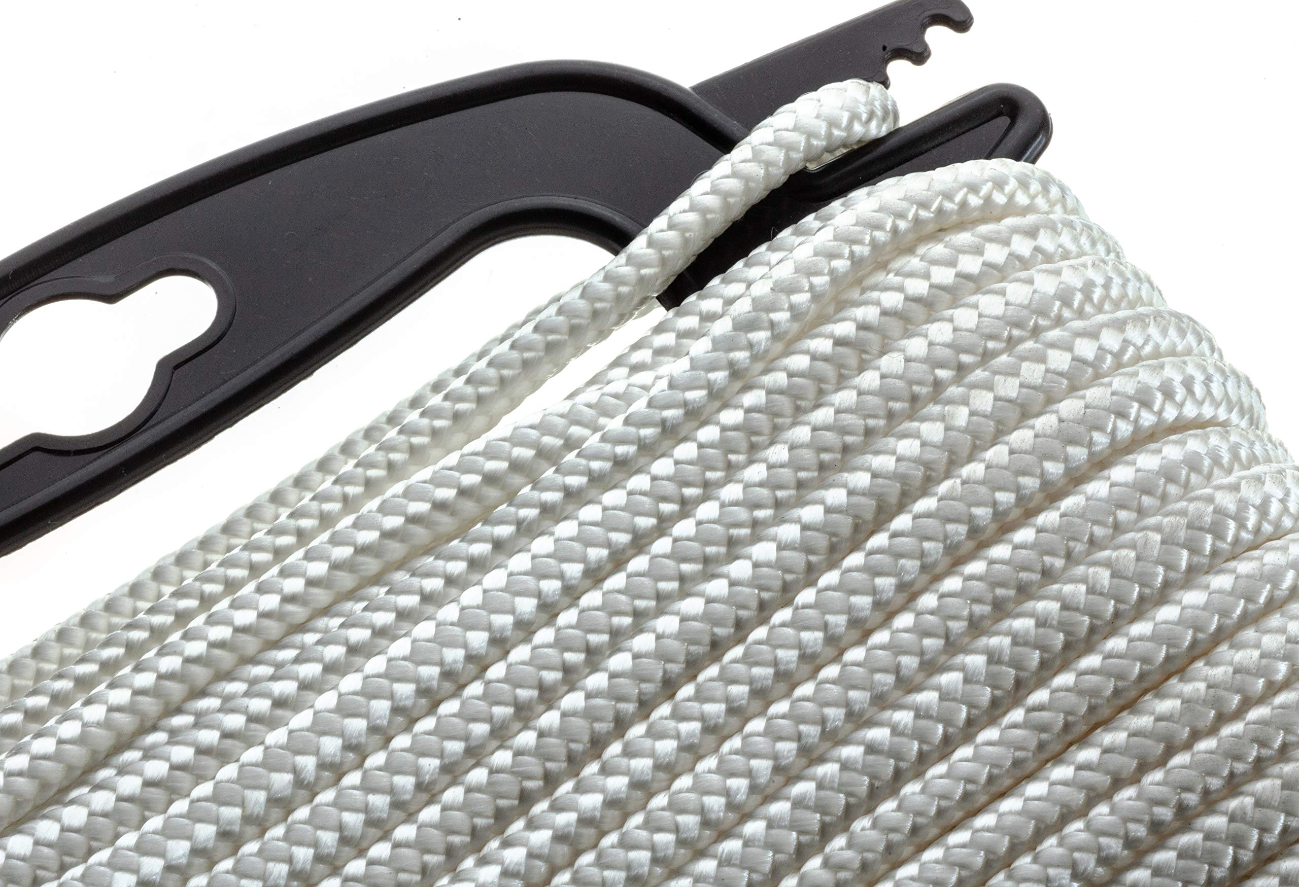 Diamond Braided Attwood Nylon Rope, ¼-Inch Thick, 50 Feet Long, White, Multifilament Fiber Construction