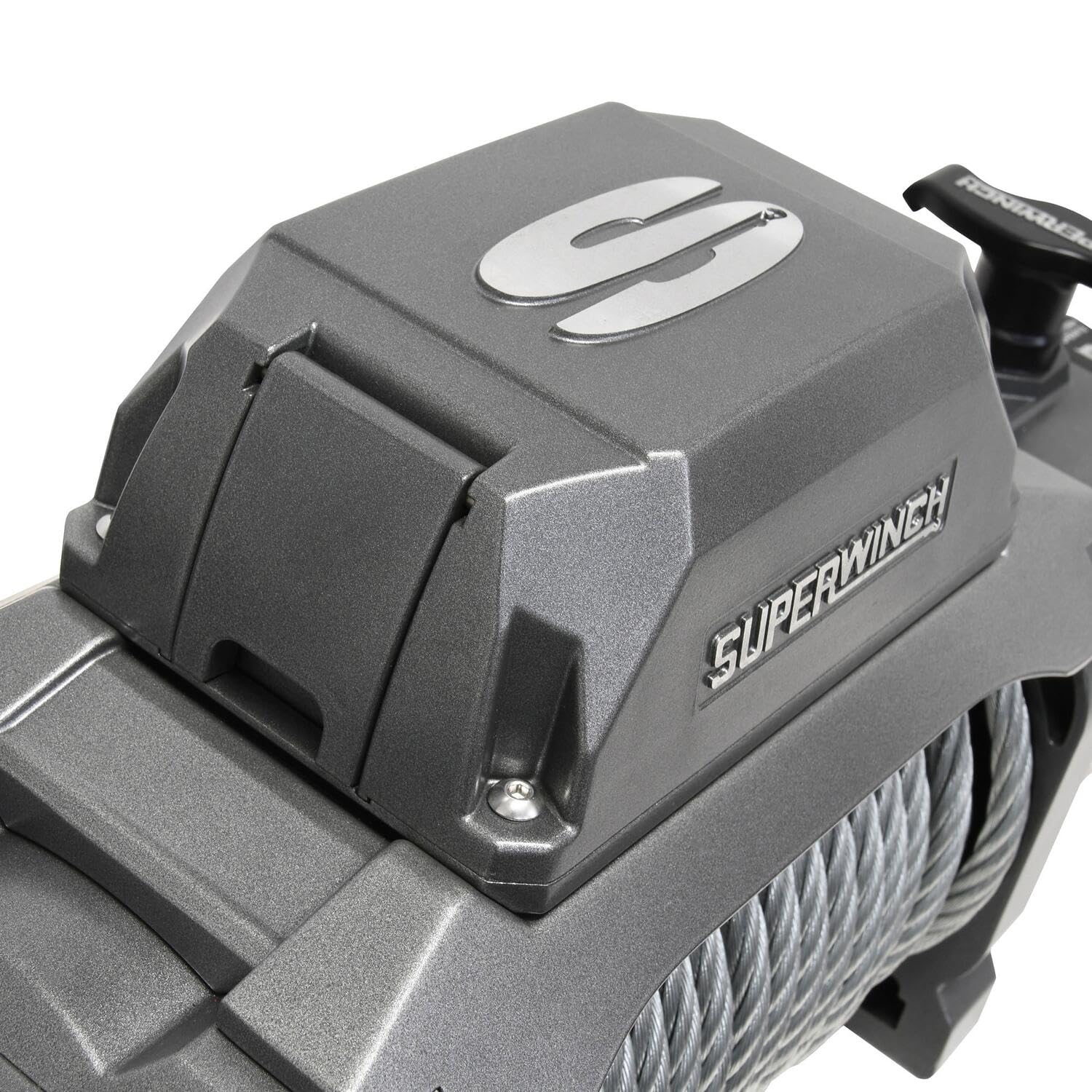 12V DC Superwinch SX12 Waterproof Recovery Winch 12,000lb/5,443kg Single Line Pull with Roller Fairlead 3/8in x 85ft Steel Wire Rope Corded Handheld Remote No-Bind Clutch