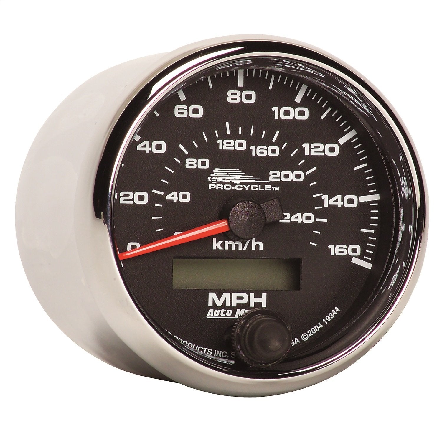 Speedo AutoMeter Gauge, 2 5/8", 160 Mph/260Km/H, Elec, Black, Pro-Cycle (19344)
