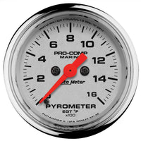 Gauge AutoMeter 200842-35, Pyrometer, 2 1/16", 0-1,600ºf, Marine Chrome