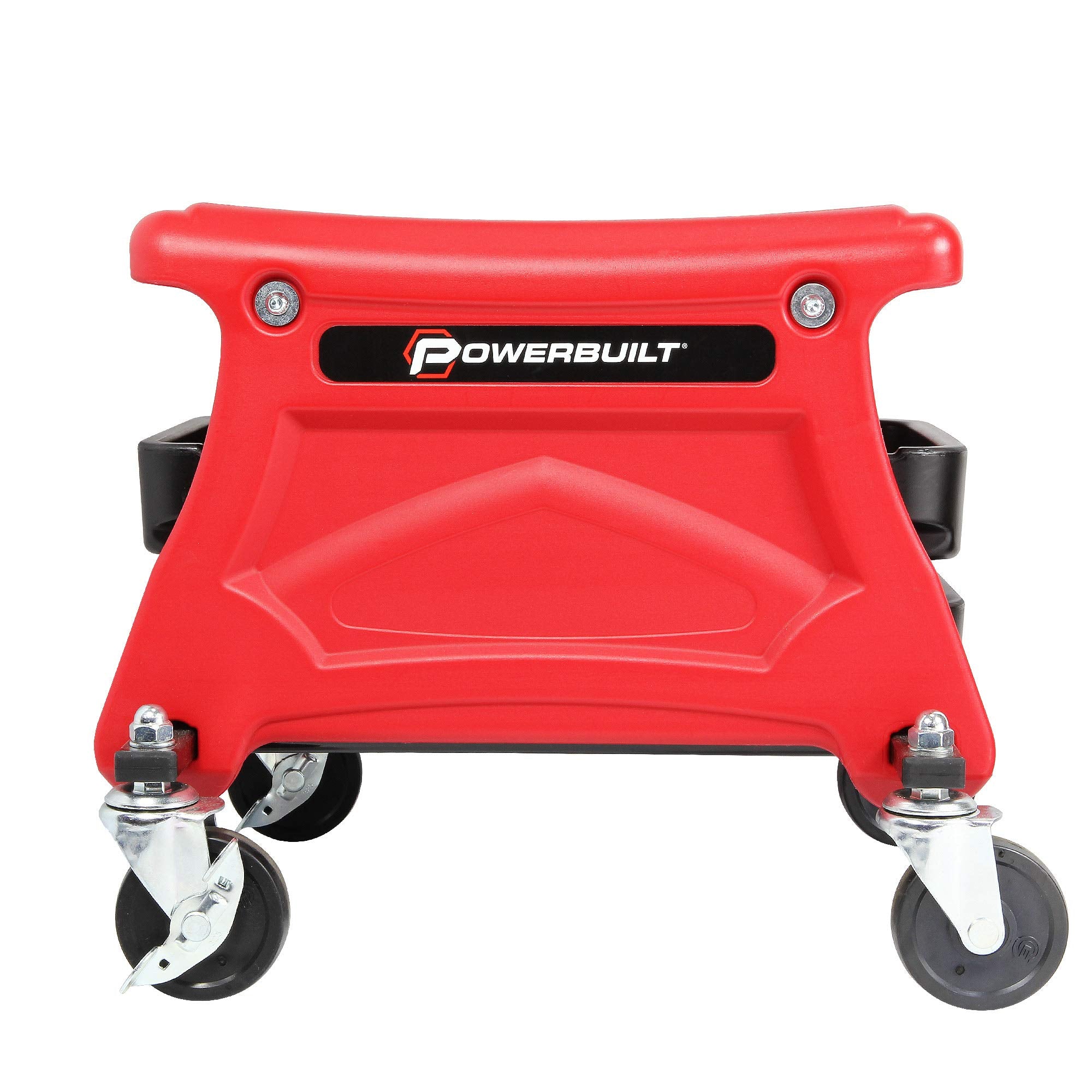 Powerbuilt Garage Seat Rolling with Tool Trays, Smooth Ball Wheel Bearing Casters 300 Pound Capacity Stool, Detailing, Motorcycle, Gardening - 240283