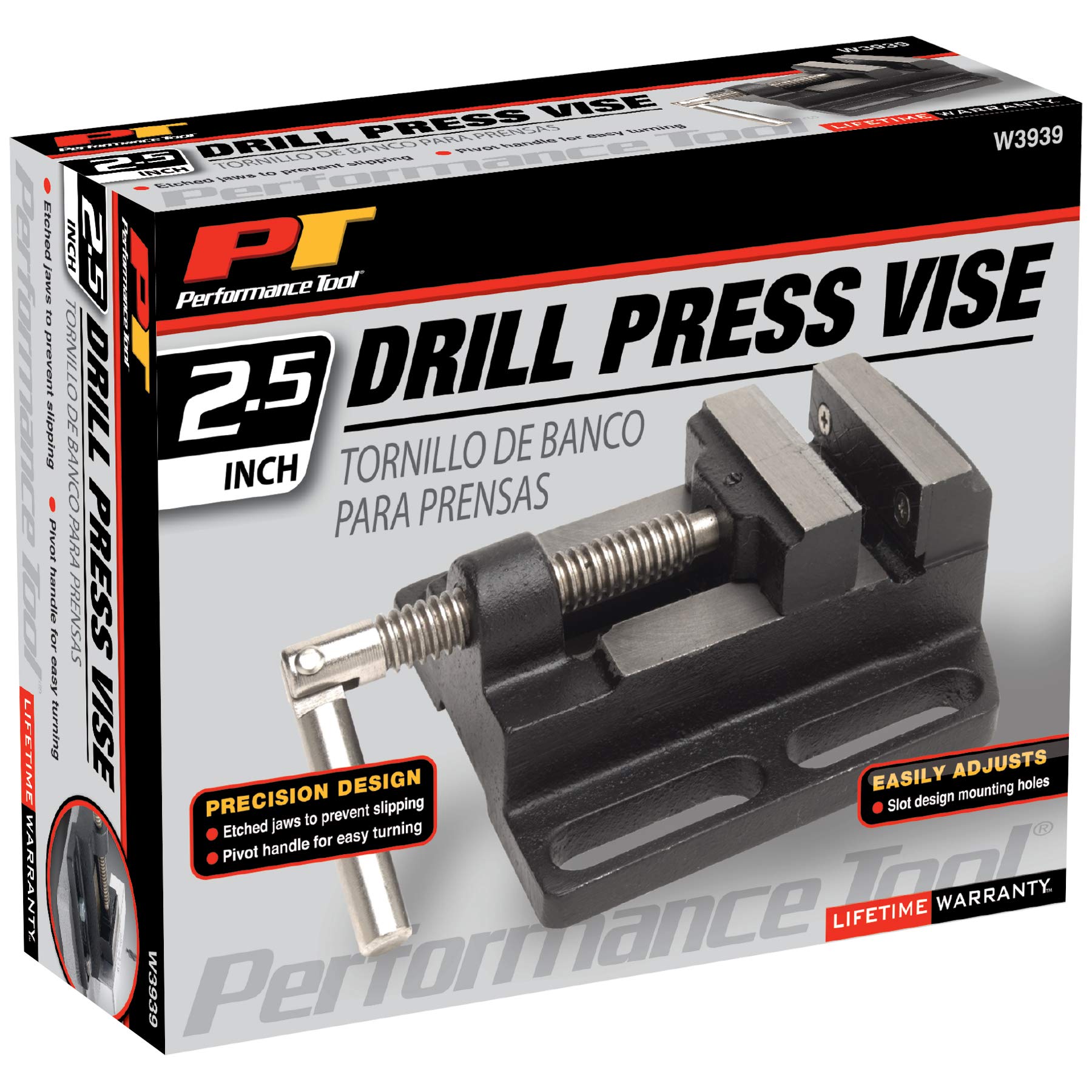 2-1/2" Performance Tool W3939 Heavy Duty Drill Press Vise - Securely Clamp Workpieces for Accurate Drilling