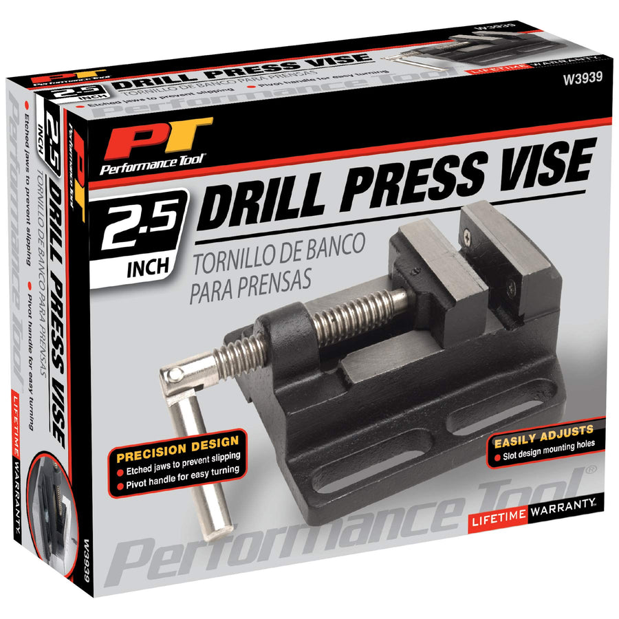 2-1/2" Performance Tool W3939 Heavy Duty Drill Press Vise - Securely Clamp Workpieces for Accurate Drilling