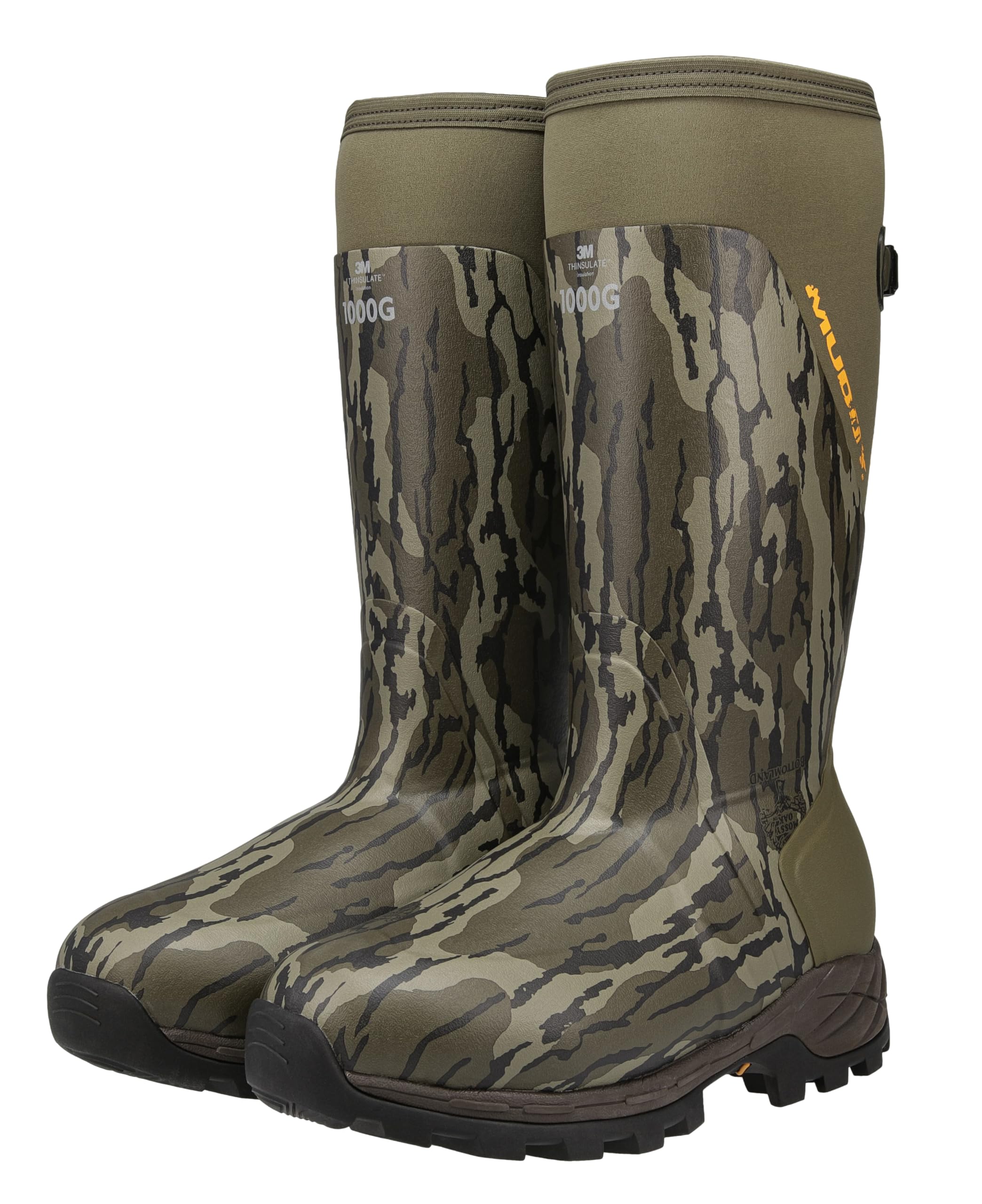 Muddy Outdoors 17" DV8 1000 Gram Insulated Rubber Boots Rubber Mossy Oak Bottomland Men's 13 D