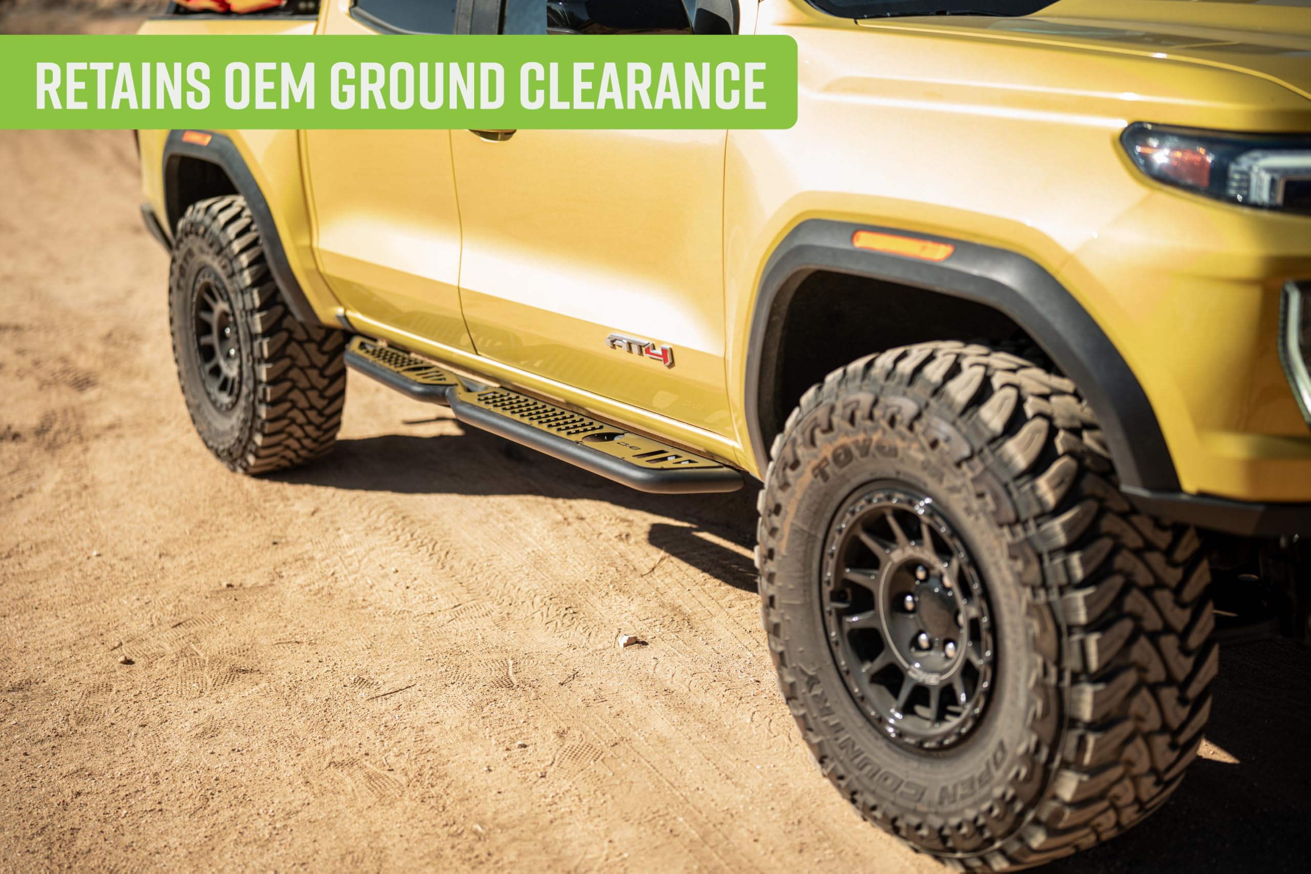 DV8 Offroad Side Steps OE Plus for 2023-2025 Chevy Colorado & GMC Canyon | Anti-Slip Design | Mounts to Body/Pinch Weld | Provides Protection from Light Trail Debris | Retains OEM Ground Clearance