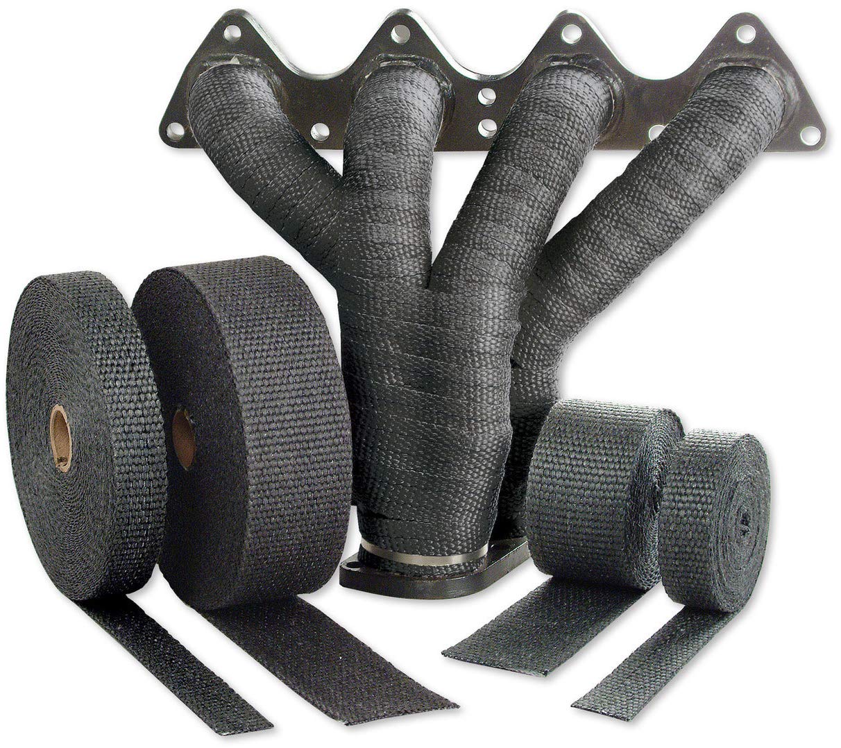 2" x 25' Black Design Engineering Glass Fiber Exhaust Heat Wrap - Heat Wrap for Exhaust Pipes, Pliable Exhaust Wrap Tape, Withstands 1800°F Direct Heat & 2500°F Intermittent Heat