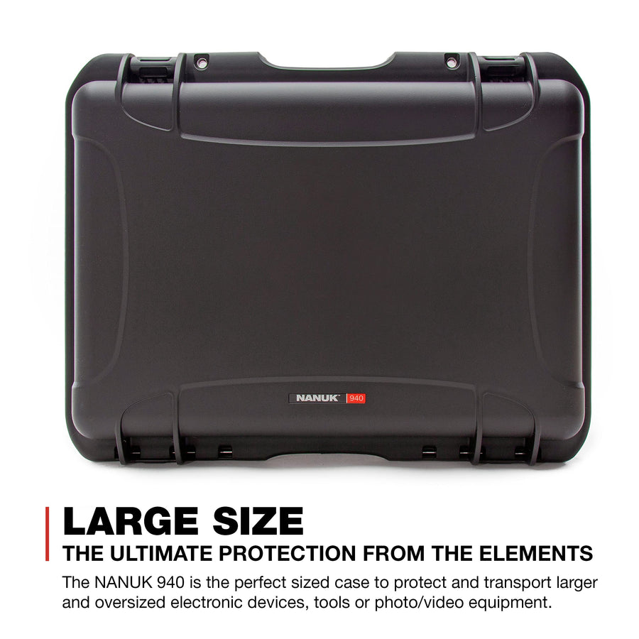 Nanuk 940 Large Series Lightweight NK-7 Resin Waterproof Protective Case with Padded Dividers, Black
