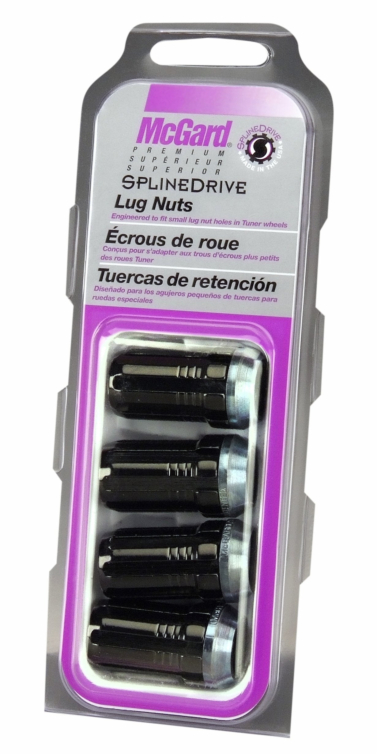 SplineDrive McGard 65310BK Black (M14 x 1.5 Thread Size) Cone Seat Lug Nut, (Set of 4), 4 Lug Nuts