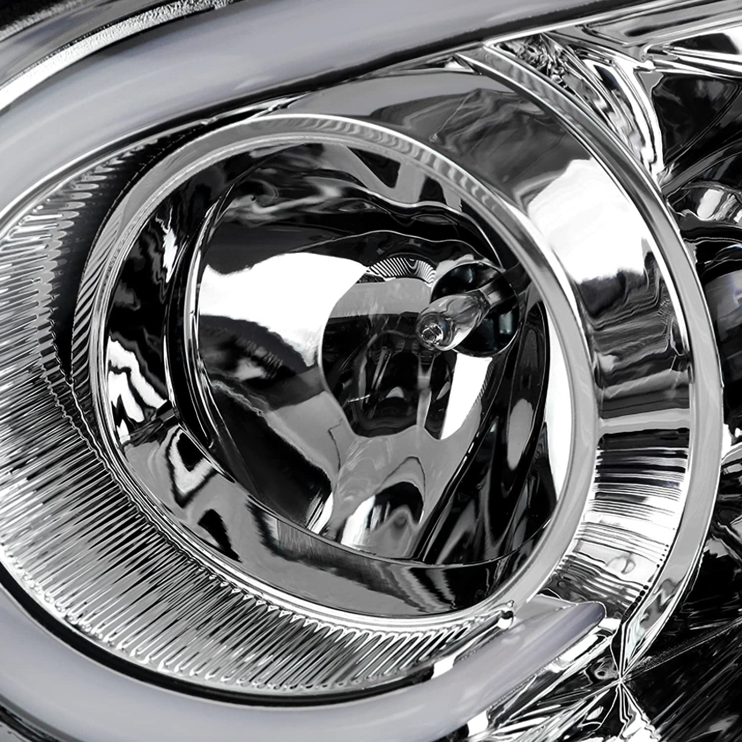 Chrome Projector Headlights SPEC-D TUNING w/LED Light Bar Compatible with 2004-2005 Subaru Impreza RS/WRX/Outback/STI, Left + Right Pair Headlamps Assembly
