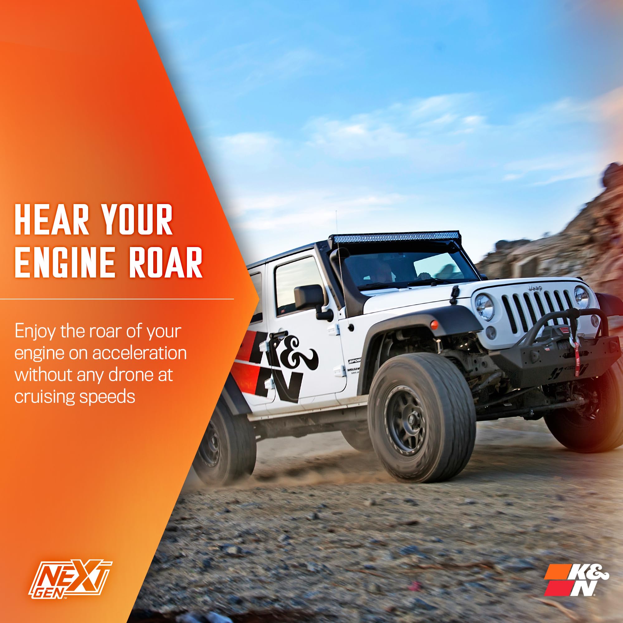 K&N Cold Air Intake System NextGen: High-Flow Cotton Filter: Compatible with 2012-2018 JEEP: Wrangler, Wrangler JK, 50-1566