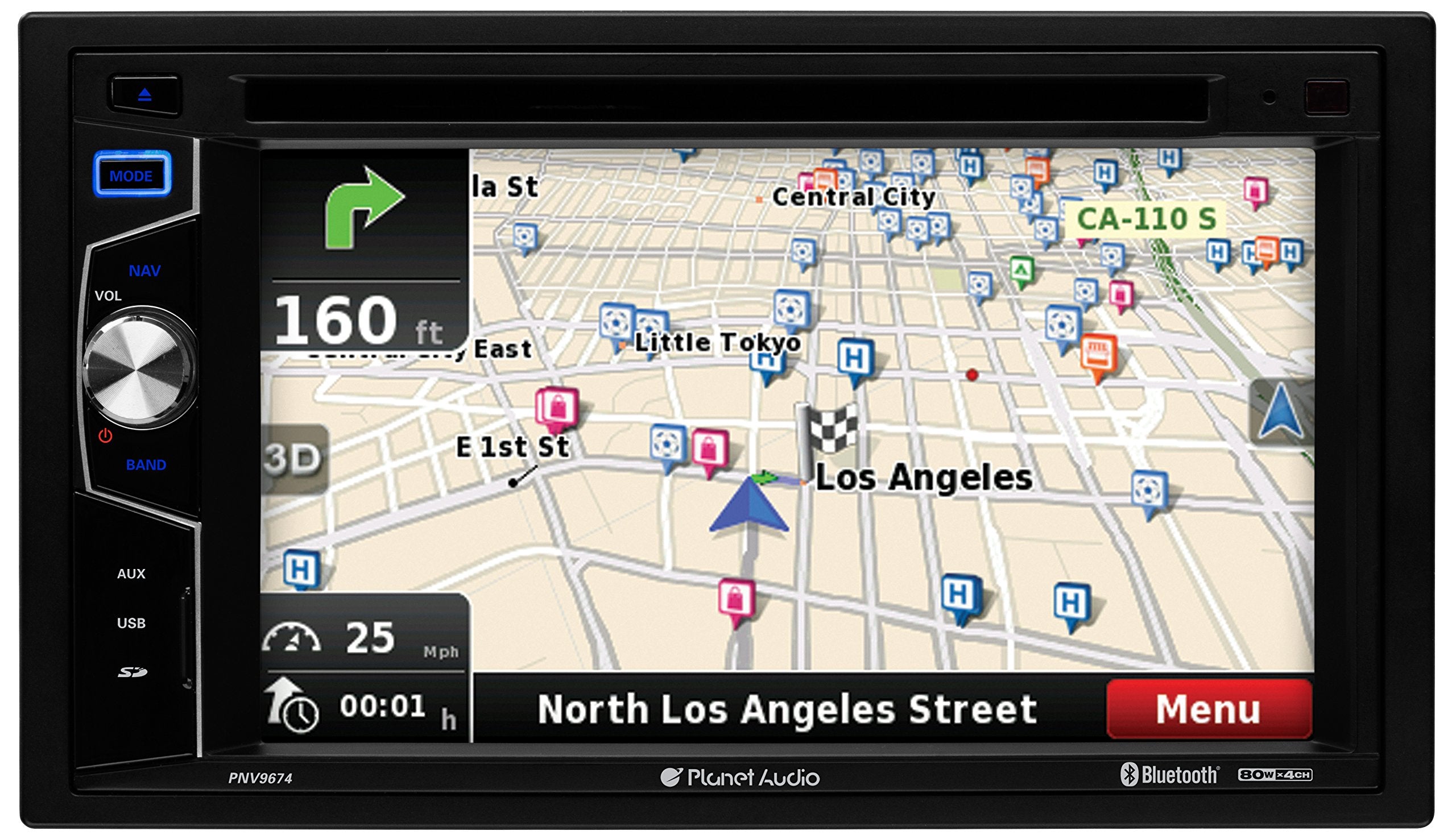 Car Stereo Planet Audio PNV9674 – Built-in GPS Navigation, Double Din, 6.2 Inch Touchscreen, Bluetooth, CD DVD Player, Radio Receiver, USB, SD