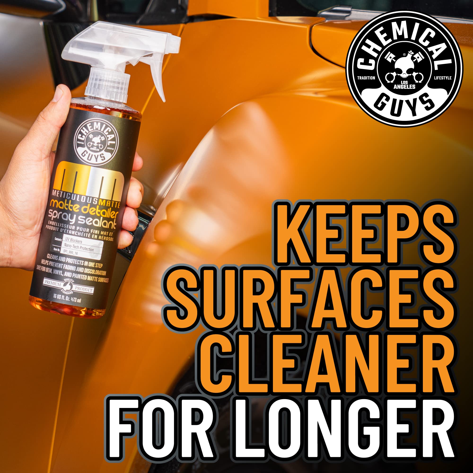 Chemical Guys Matte Finish Meticulous Detailer and Spray Sealant – Quick Detailer Spray for Satin and Matte Surfaces – Safe for Vinyl Wraps on Cars, Trucks & SUVs, 16 oz