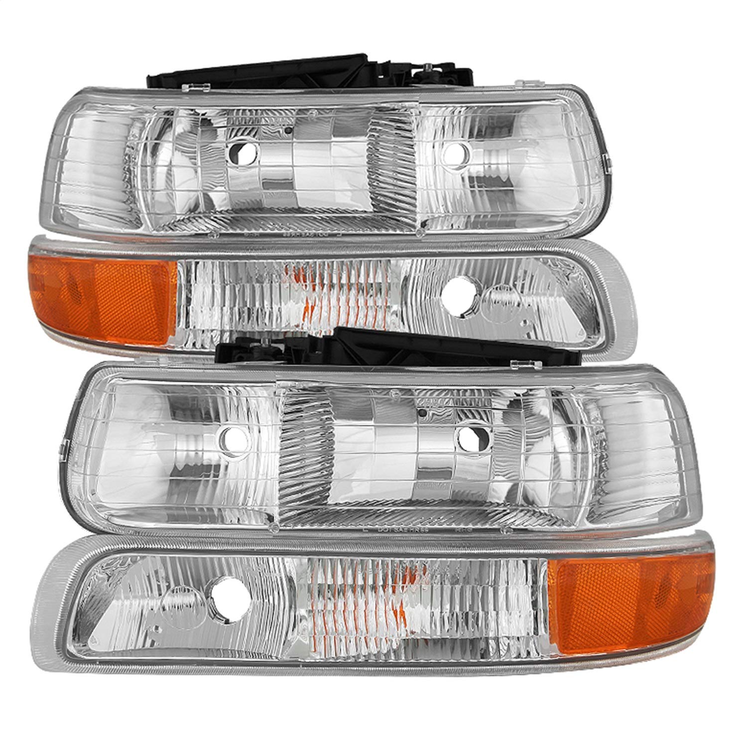Spyder HD-JH-CSIL99-OE-SET Xtune Headlight (00/2500 99-02 / Chevy Silverado 3500 01-02 / Chevy Suburban 1500/2500 00-06 / Chevy Tahoe 00-06 OEM Style s With Bumper Lights - Chrome)