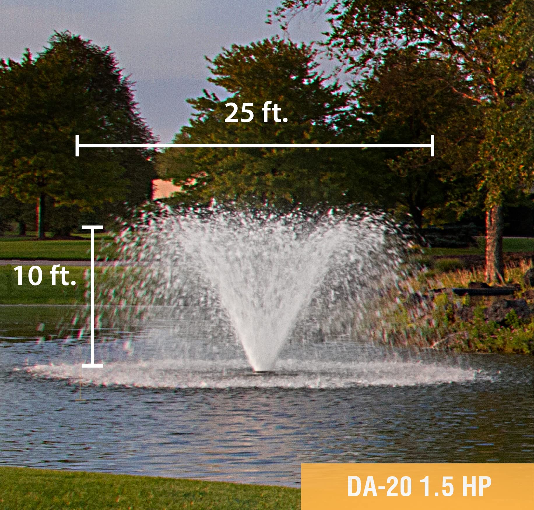 Scott Aerator DA-20 Pond Aerator Display – 1-1/2 Horse Power 230V 100ft Cord | Aerating Pond Fountain | Pond Pump for Small Ponds | Pond Aeration System | Made in USA